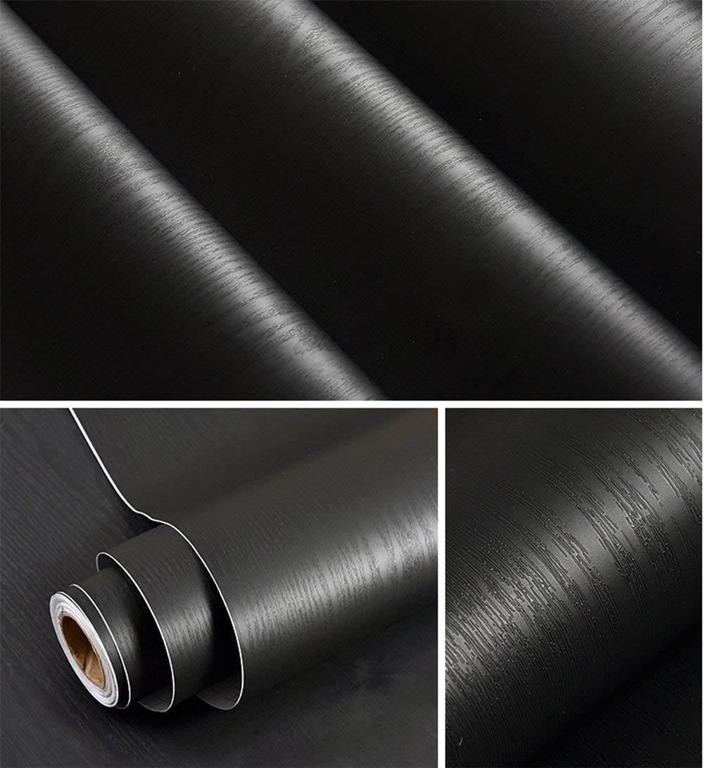Black Wood Grain Contact Paper - 15.7