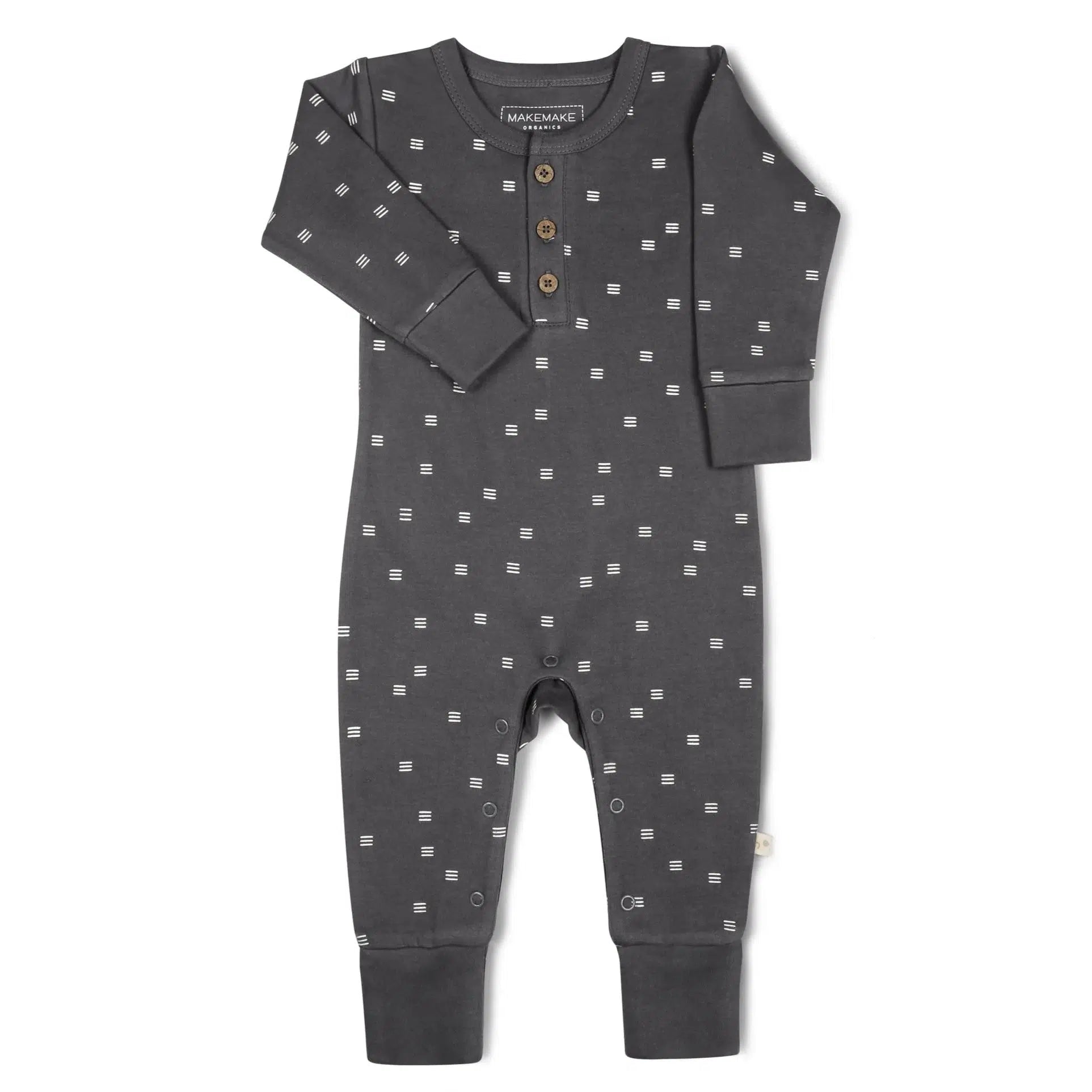 Makemake Organics Baby Button Romper - Soft Organic Cotton One-Piece Outfit for Newborns & Toddlers | Perfect for Playtime, Daycare & Family Photos