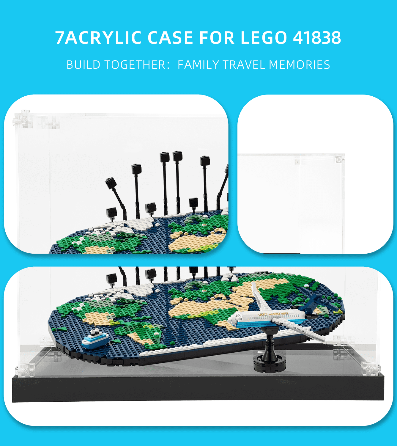 LEGO Navigation Footprint Map 41838 Display Case - Premium Acrylic Showcase for Collectible LEGO Sets - Perfect for Home Decor, Office Display & Gift Giving