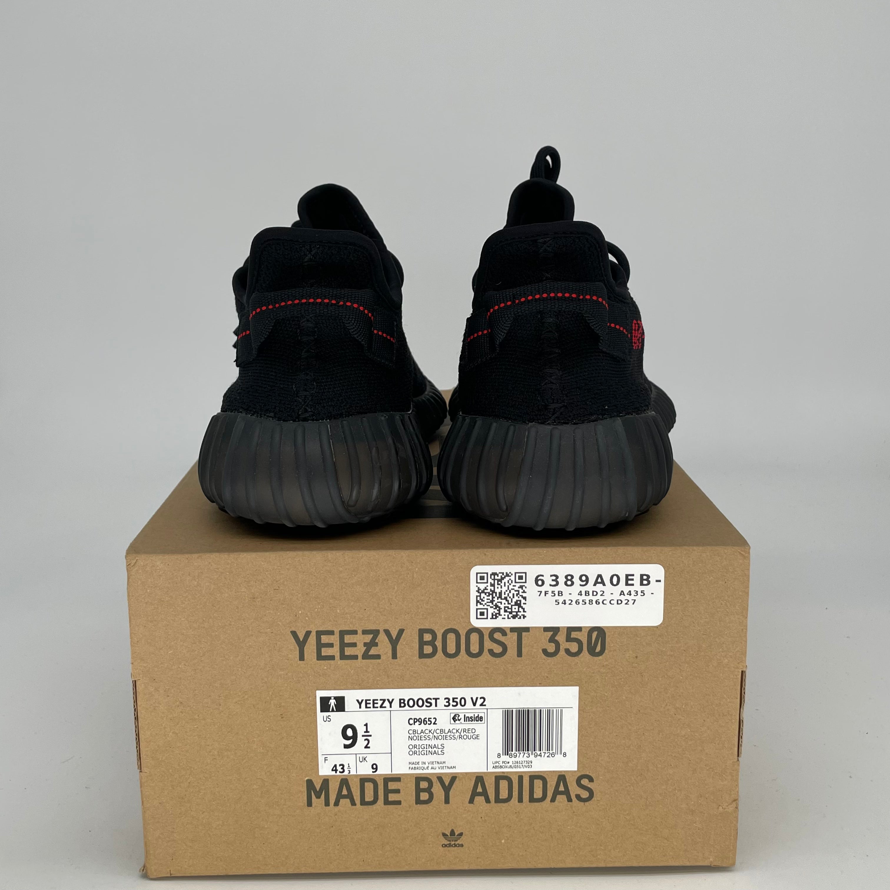 Adidas Yeezy Boost 350 V2 Black Red Sneakers - Men's Size 9.5 / Women's 11 - CP9652 - Perfect for Running, Gym & Streetwear Fashion