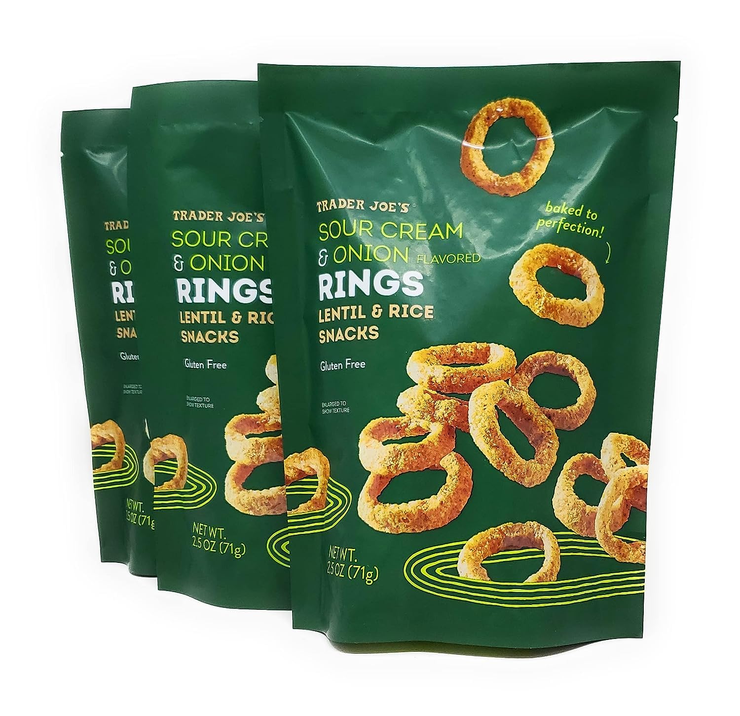 Trader Joe's Gluten Free Sour Cream & Onion Flavored Lentil & Rice Rings Snacks - Crunchy Vegan Chips for Parties, Movie Nights & Healthy On-the-Go Snacking (Pack of 1)