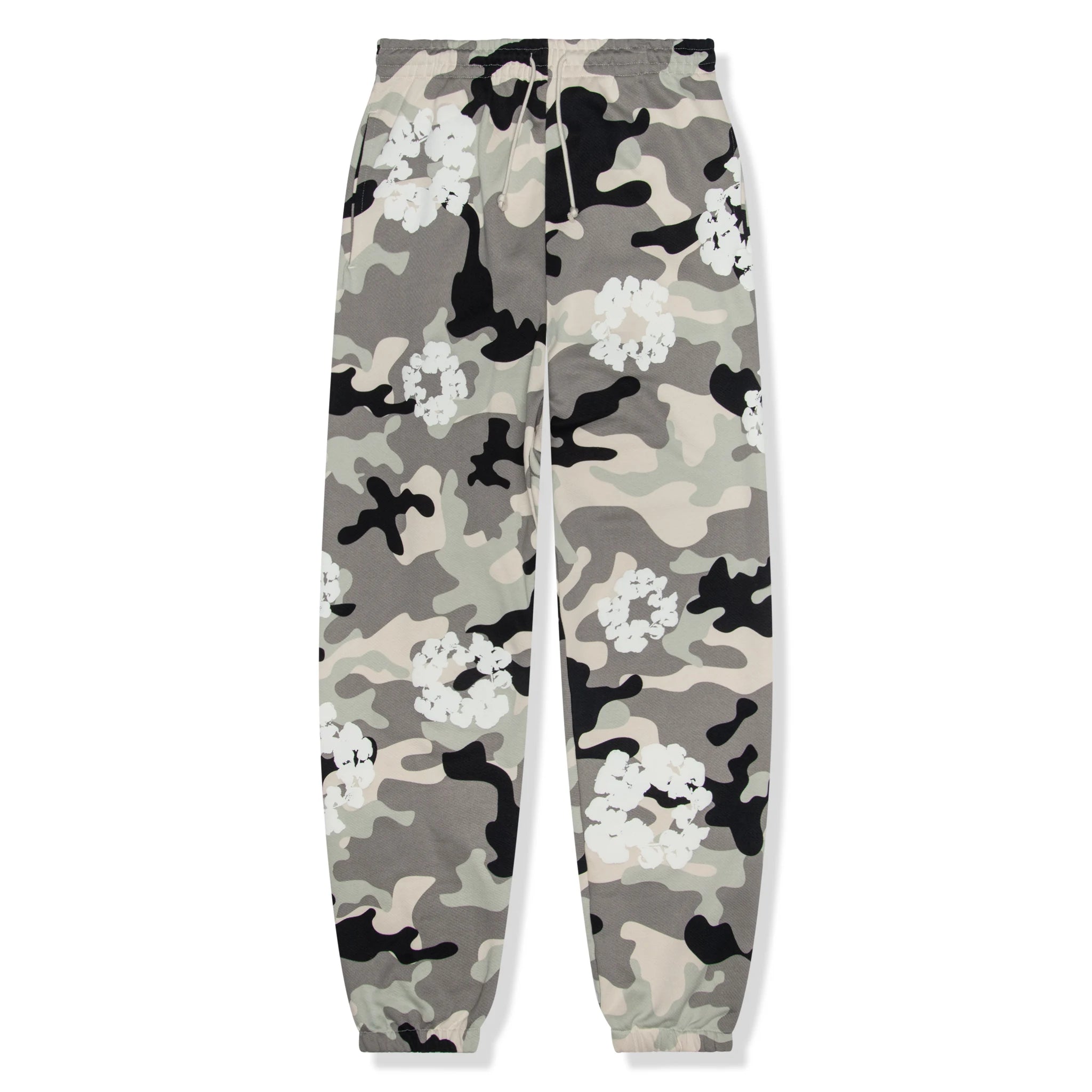 Denim Tears White Camo Cotton Wreath Sweatpants for Men - Comfortable Streetwear Joggers for Casual Wear & Lounge
