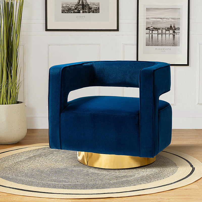 Agata Velvet Swivel Barrel Armchair - Modern Velvet Accent Chair with 360° Rotation for Living Room, Bedroom & Office