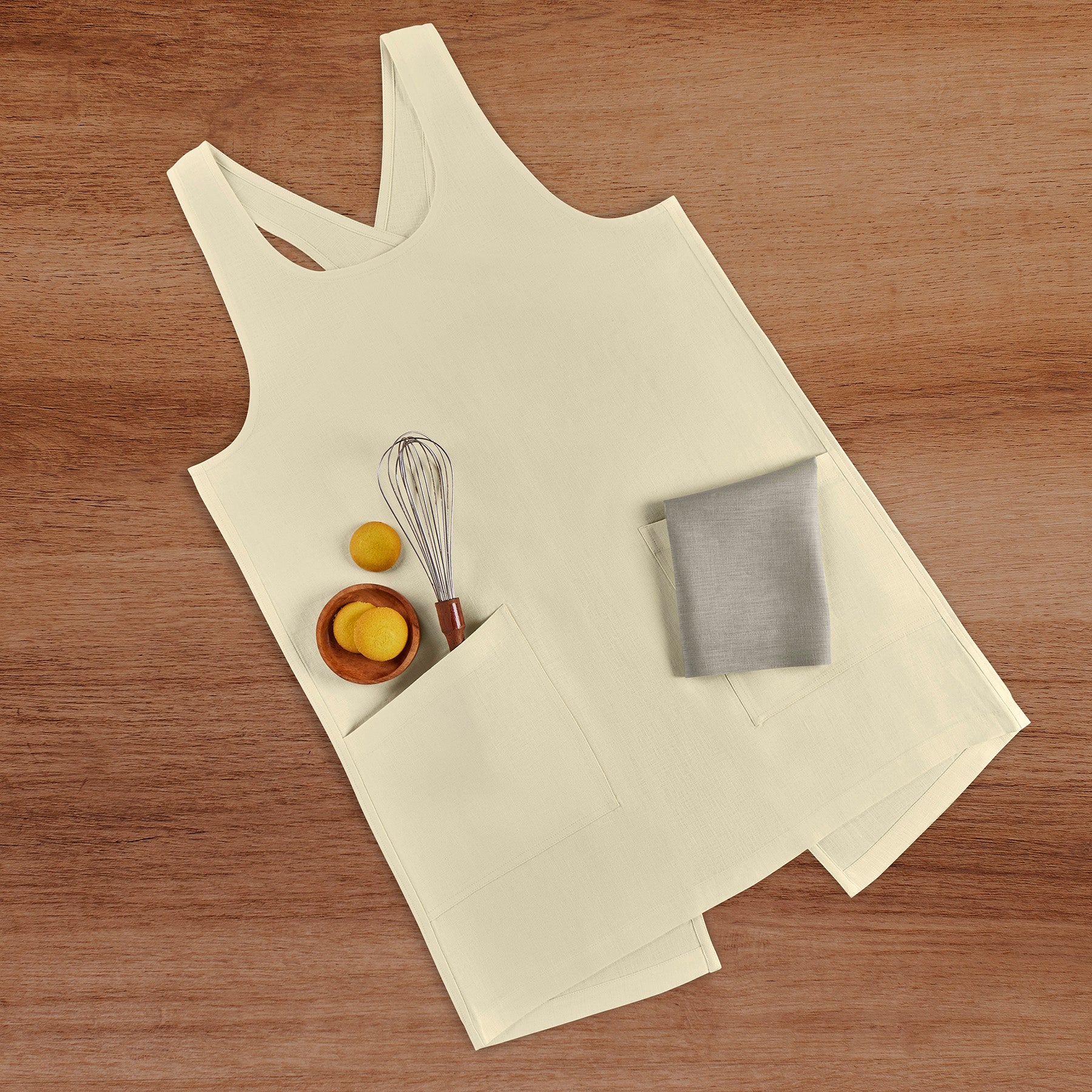 Premium Linen Smock Apron for Women & Men - Adjustable & Stylish Kitchen Apron for Cooking, Baking & Gardening - Breathable & Durable Unisex Workwear