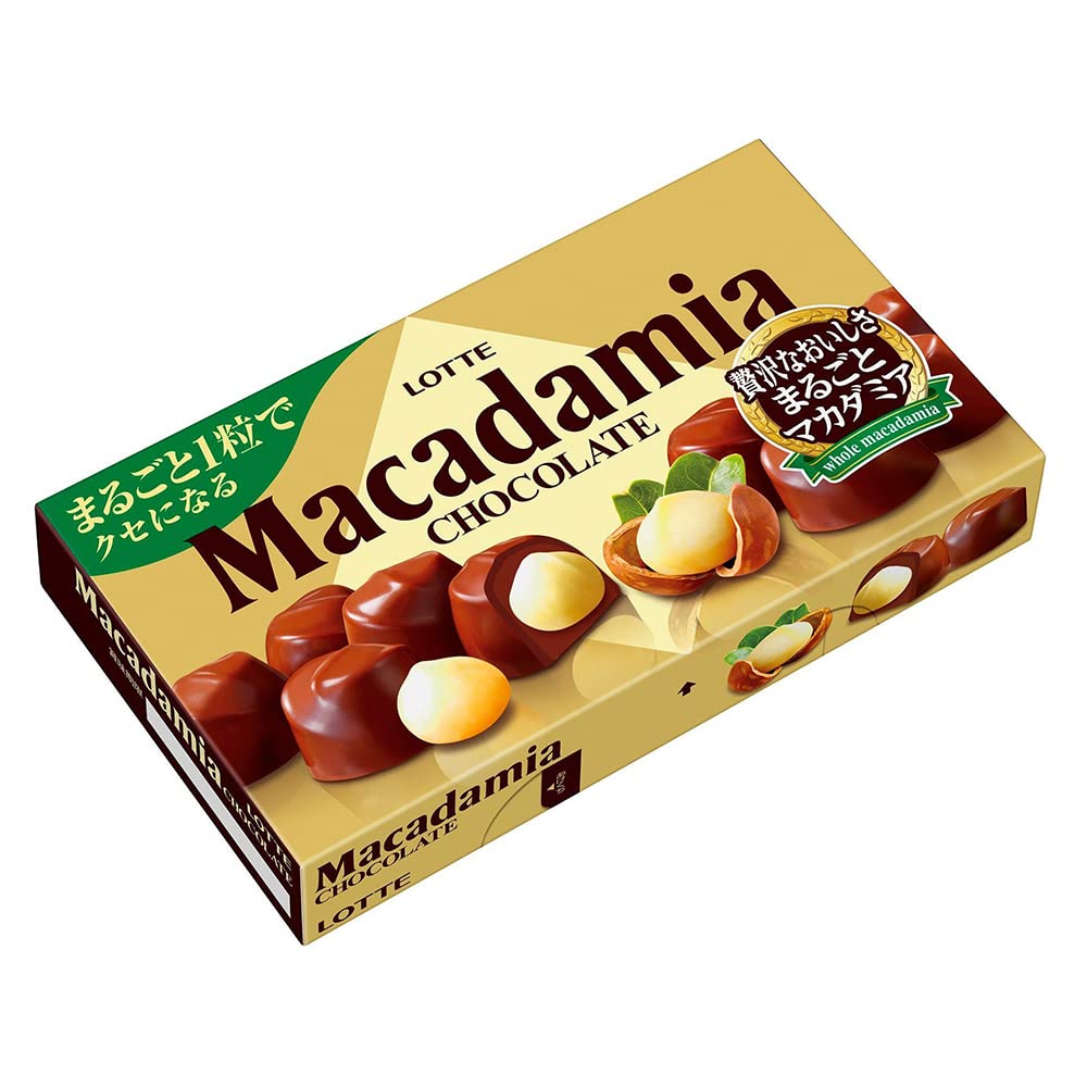 Lotte Macadamia Chocolate Bars - 9 Tablets x10 Pack (90 Pieces Total) - Premium Korean Snacks for Gifts, Office Treats & Dessert Time