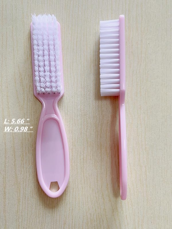 12Pcs Nail Cleaning Brushes with Ergonomic Handle - Professional Manicure & Pedicure Tools for Women & Men - Dust Removal Brush for Home & Salon Use (Pink) - Perfect for Nail Art, Spa Days & At-Home Grooming