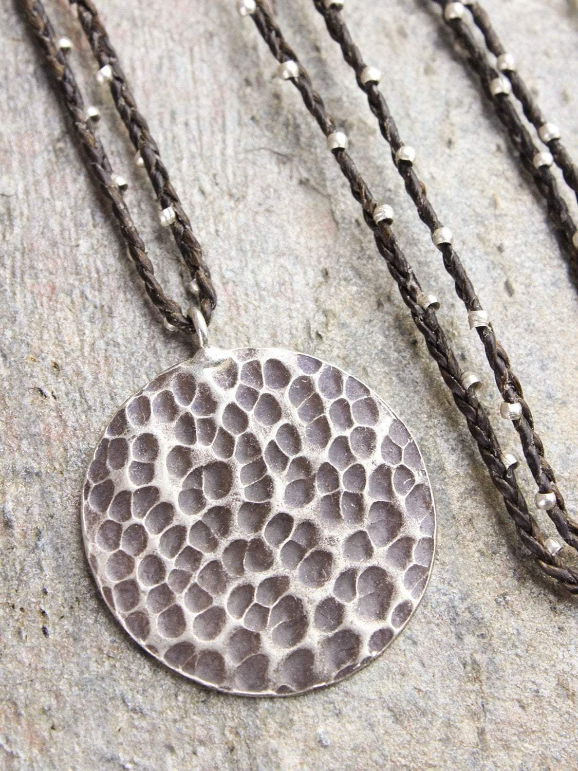 Hammered Medallion Necklace for Women - Vintage Boho Jewelry - Perfect for Layering, Gift Giving & Everyday Wear