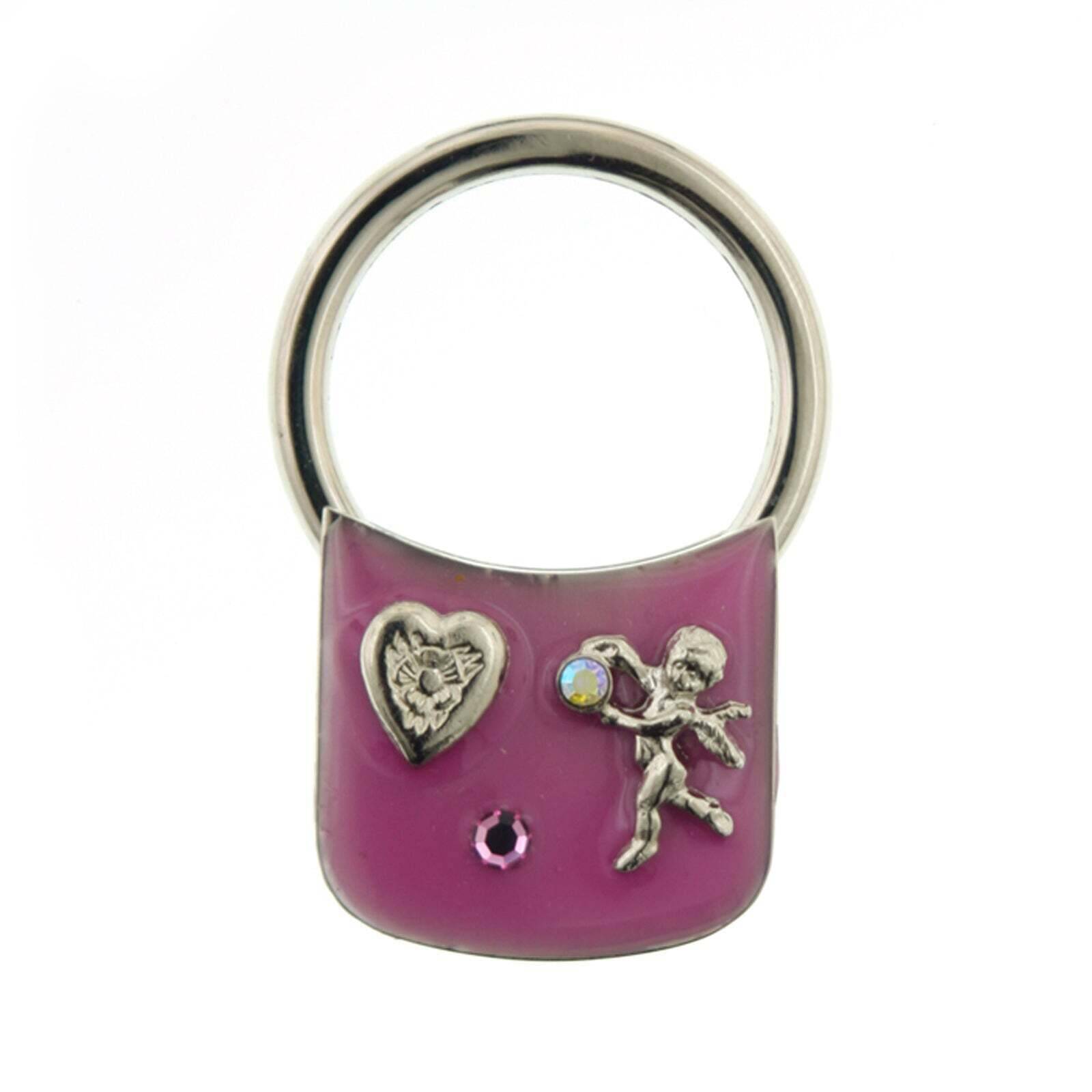 1928 Jewelry Enamel Heart & Angel AB Crystal Keychain - Perfect for Gifts, Key Rings & Everyday Carry Accessories