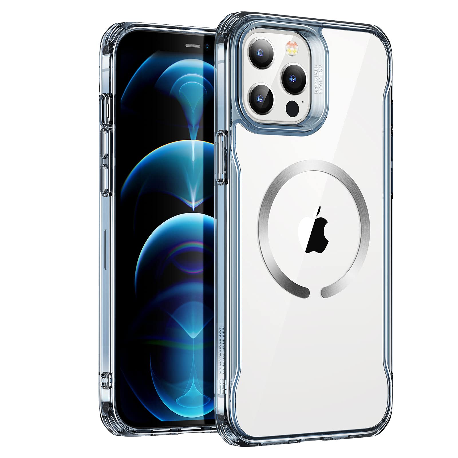 ESR Magnetic Phone Case for iPhone 12 Pro Max - MagSafe Compatible, Scratch-Resistant Back & Grippy Protective Frame | HaloLock Hybrid Sidekick Case (Blue) - Perfect for Everyday Protection, Wireless Charging & Secure Grip