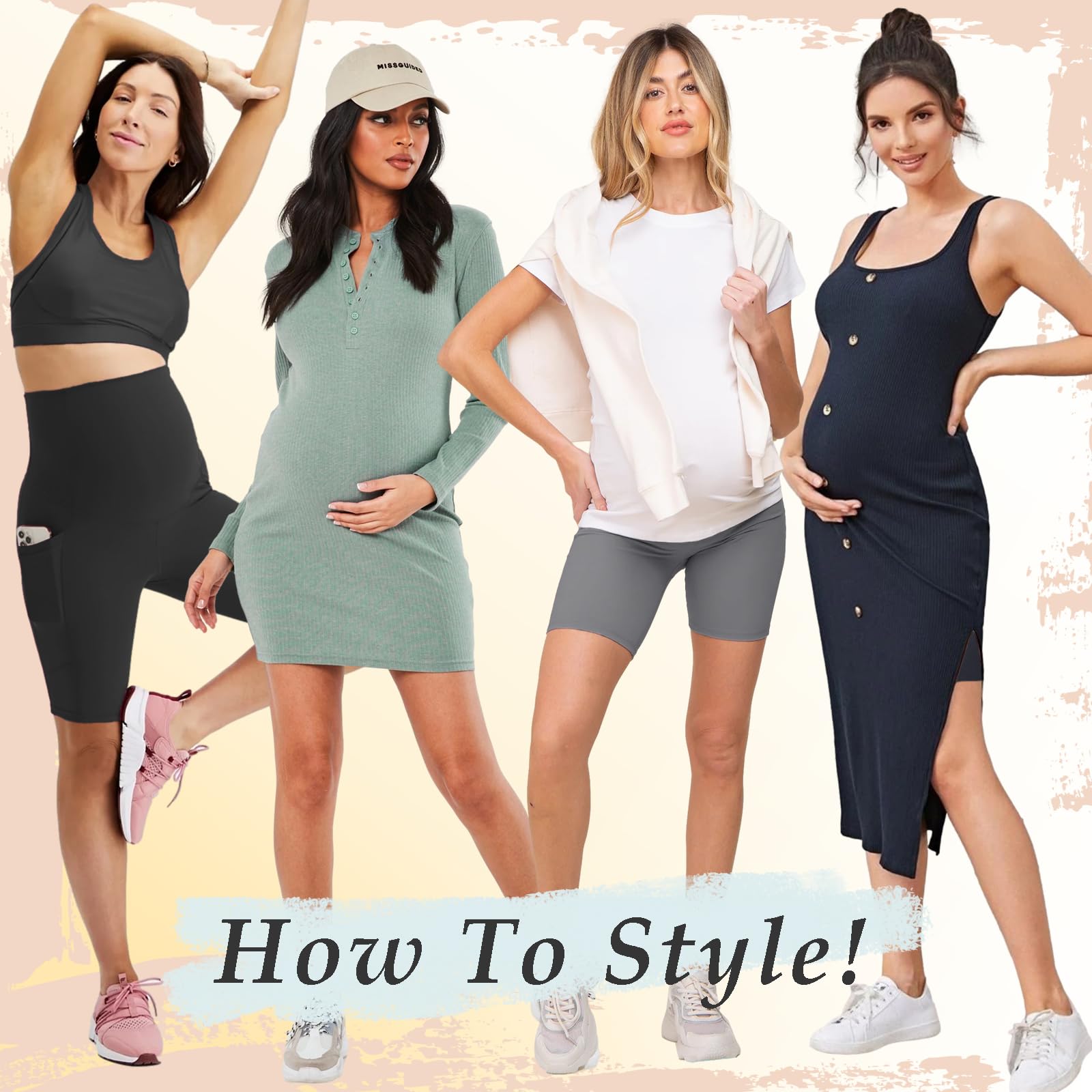 GROTEEN 3 Pack Women's Maternity Shorts Over Belly with Pockets - 8'' High Waisted Pregnancy Yoga Shorts for Workout, Running & Lounge Wear - Soft Stretchy Activewear for Expecting Moms