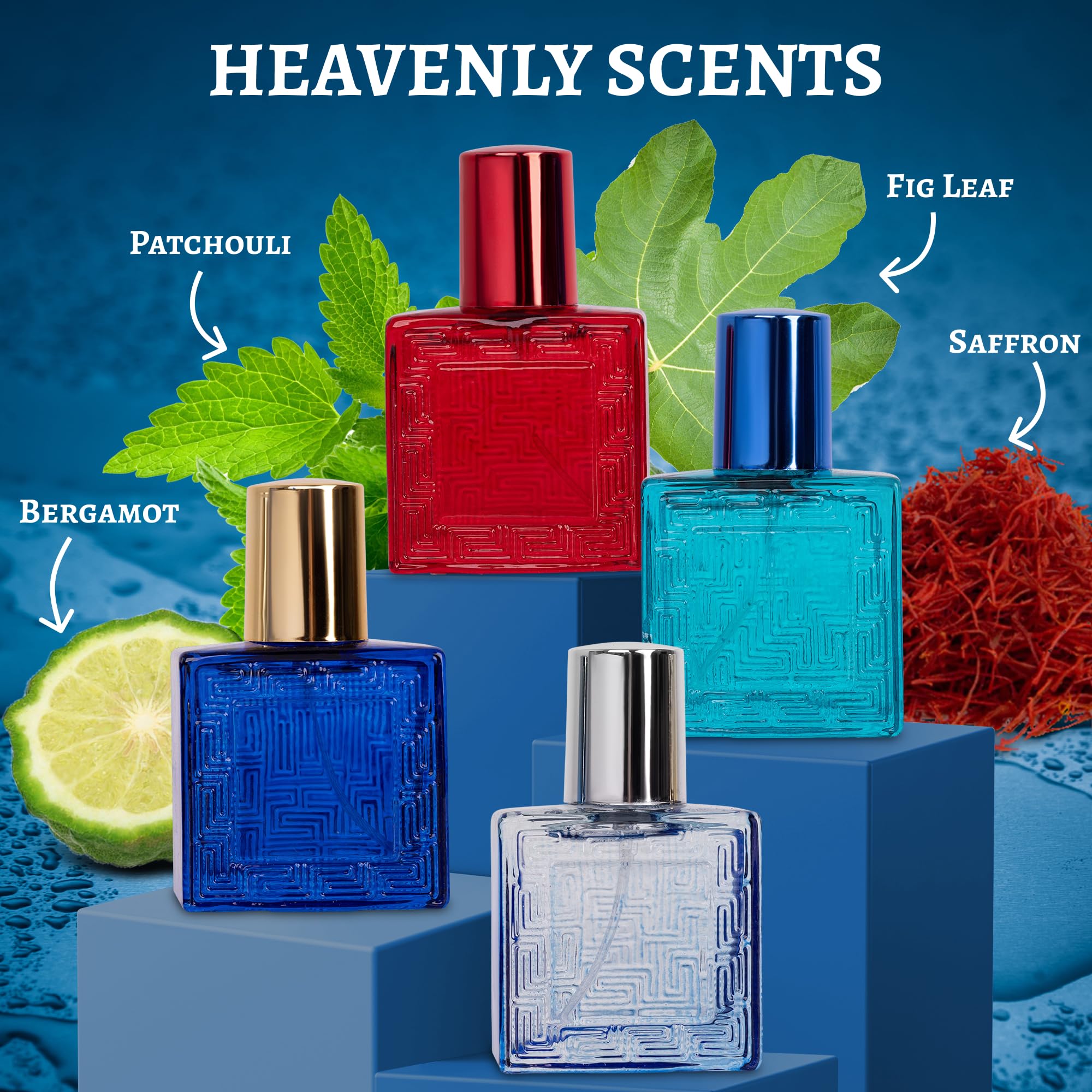 NovoGlow Verse Mini 4-Piece Men's Fragrance Gift Set - Aromatic, Floral, Oriental & Woody Notes - 25ml Eau De Parfum Travel Size - Individually Boxed - Perfect for Gifts, Travel & Daily Use