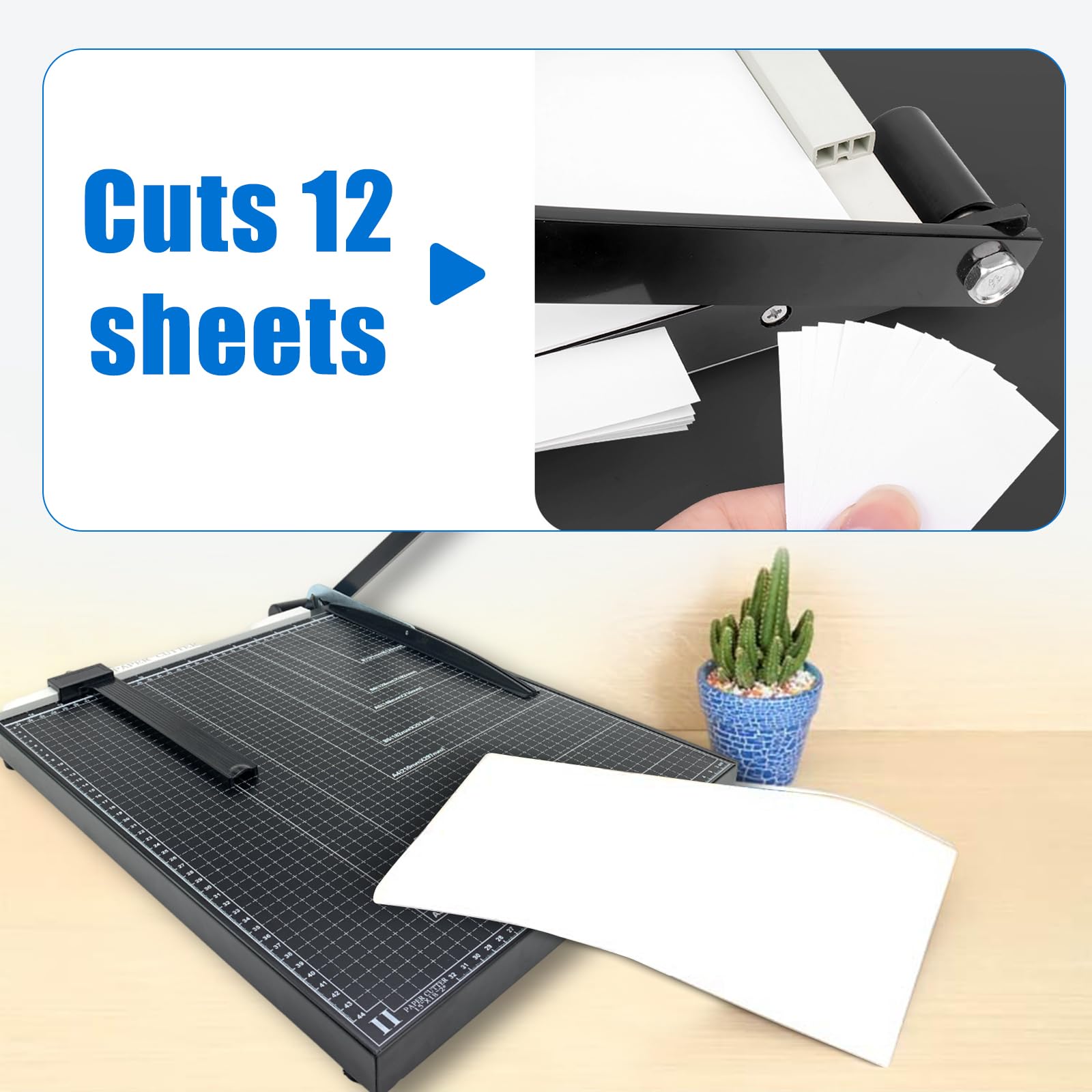 Heavy Duty A3 Paper Cutter - 18 Inch Guillotine Trimmer with Safety Guard & Blade Lock, 12 Sheet Capacity Metal Base Paper Slicer for Office, School, Crafting | Perfect for Documents, Photos, Scrapbooking & Art Projects (Black)