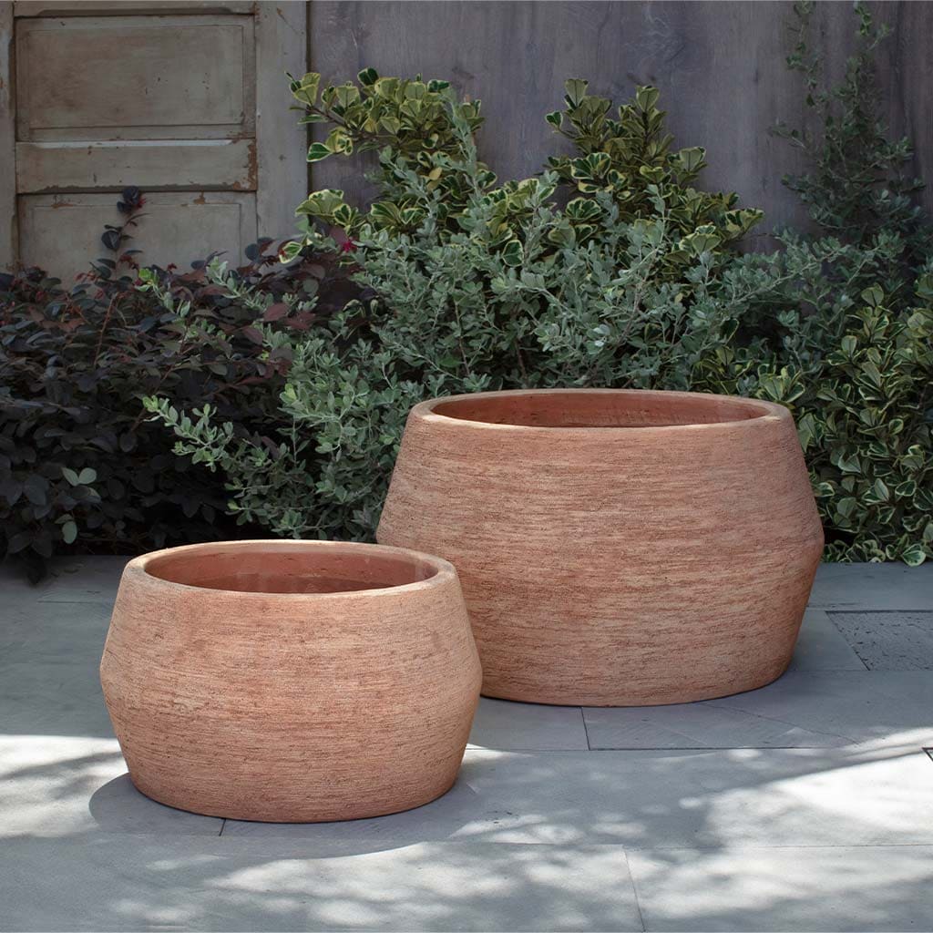 Campania International Sequoia Planter Set of 2 - Terra Cotta Flower Pots for Indoor Outdoor Plants, Garden Decor, Patio & Home Decorating