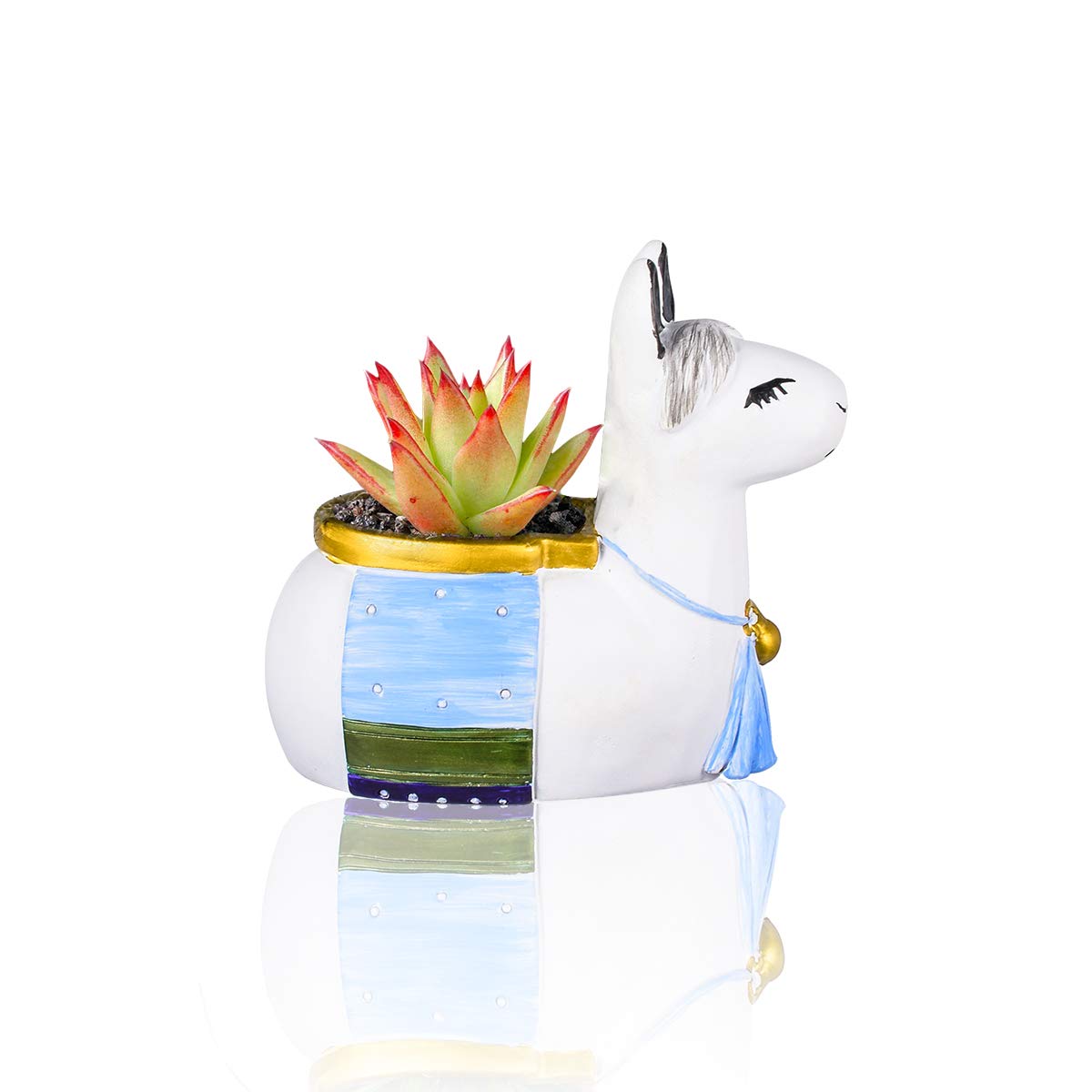 Eco-Friendly Alpaca Shaped Resin Succulent Planter with Drainage Hole - Cute Cartoon Animal Air Plant Vase for Indoor Decor, Office Desk, Living Room & Gift Ideas