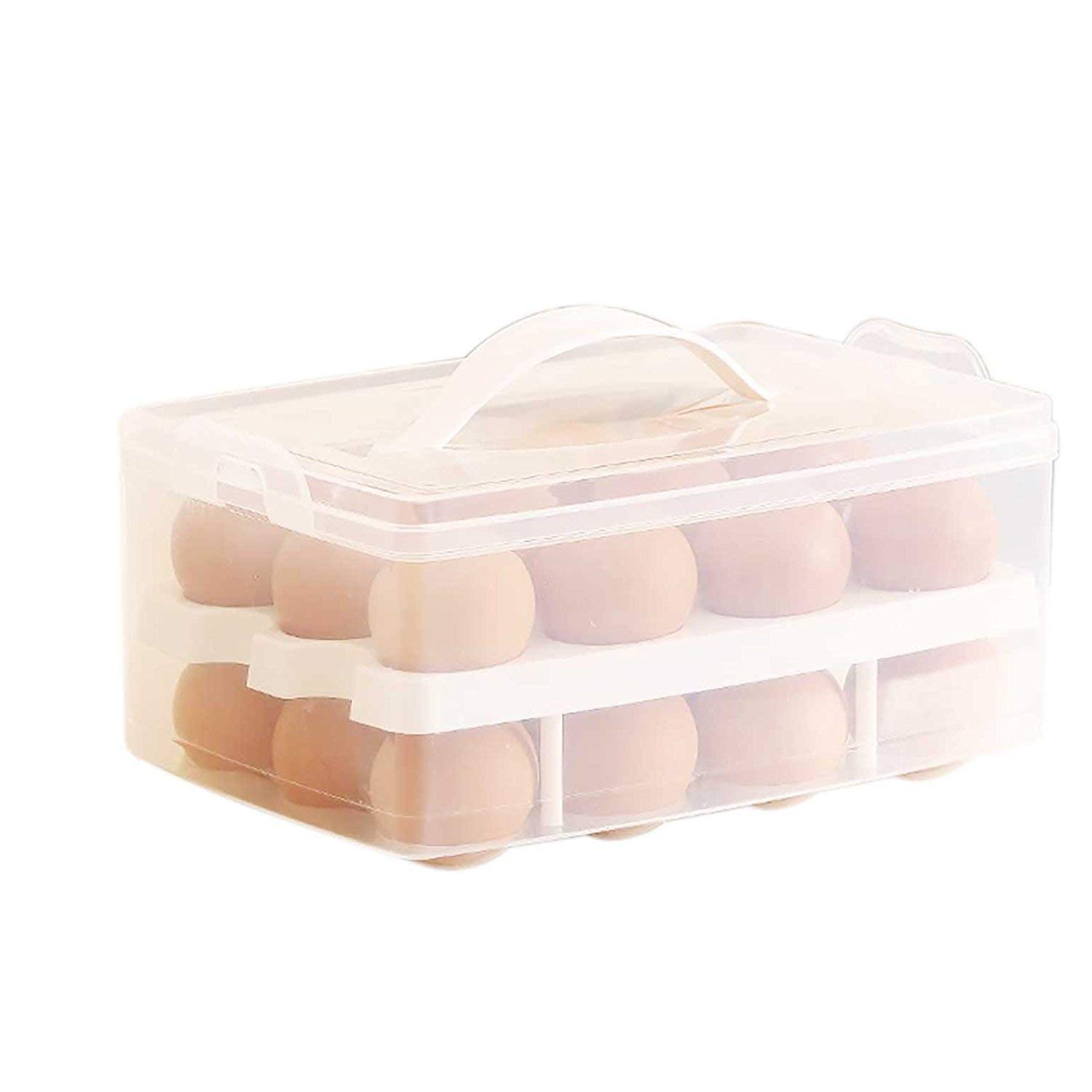 FLIPXEN Clear Plastic Egg Storage Container - Holds 24 Eggs - Refrigerator Organizer for Kitchen - Perfect for Fridge Organization & Fresh Egg Storage