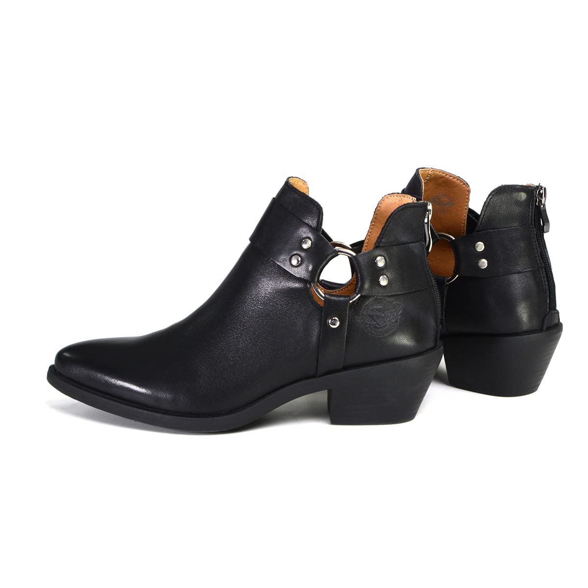 Milwaukee Leather MBL9443 Women's Classic Harness Ring Fashion Boots - Sleek Black Leather Riding Boots for Motorcycle, Biker & Casual Wear
