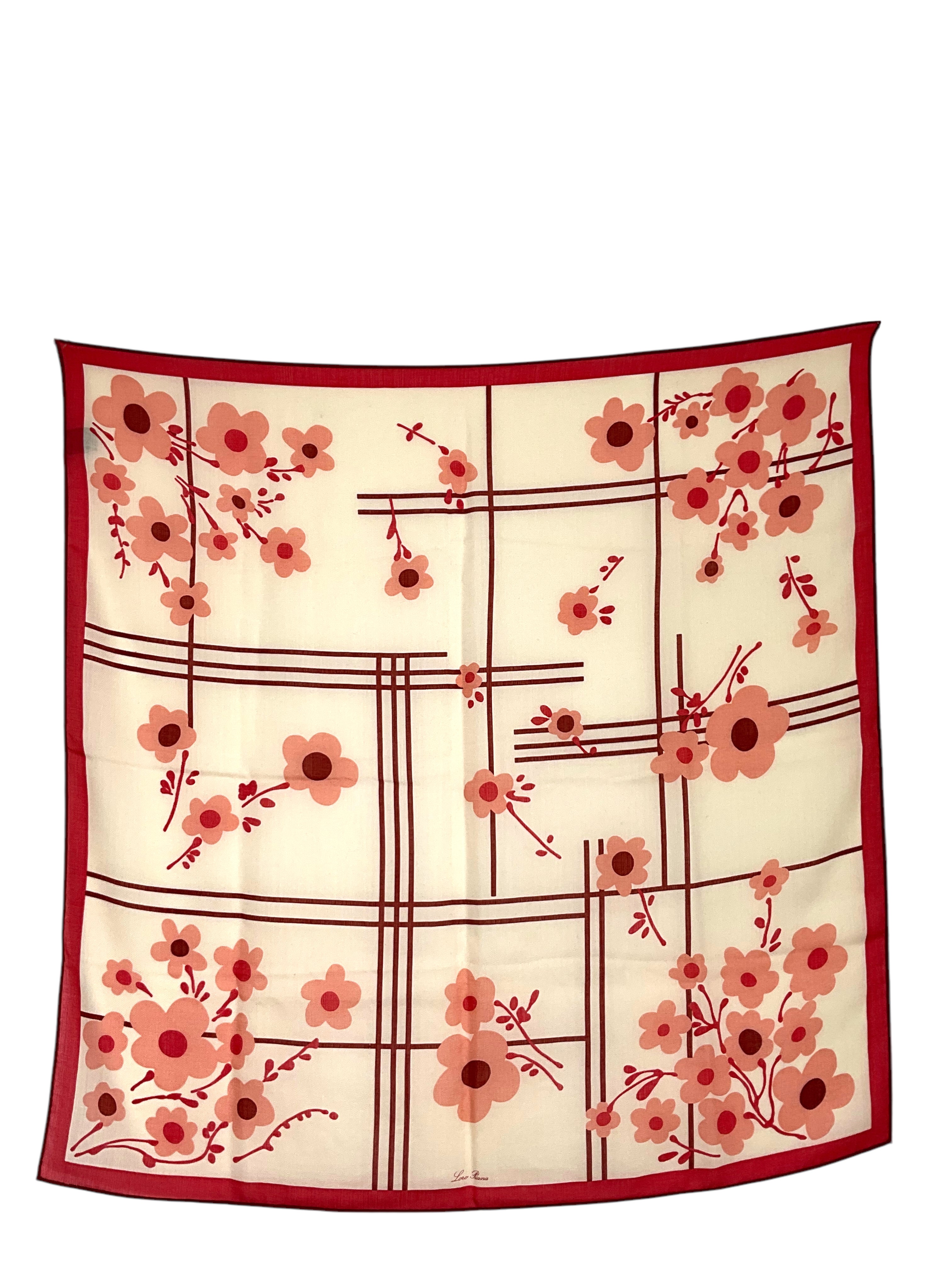 Loro Piana Floral Print Cashmere Silk Scarf for Women - Elegant Square Shawl Wrap for Office, Travel & Special Occasions
