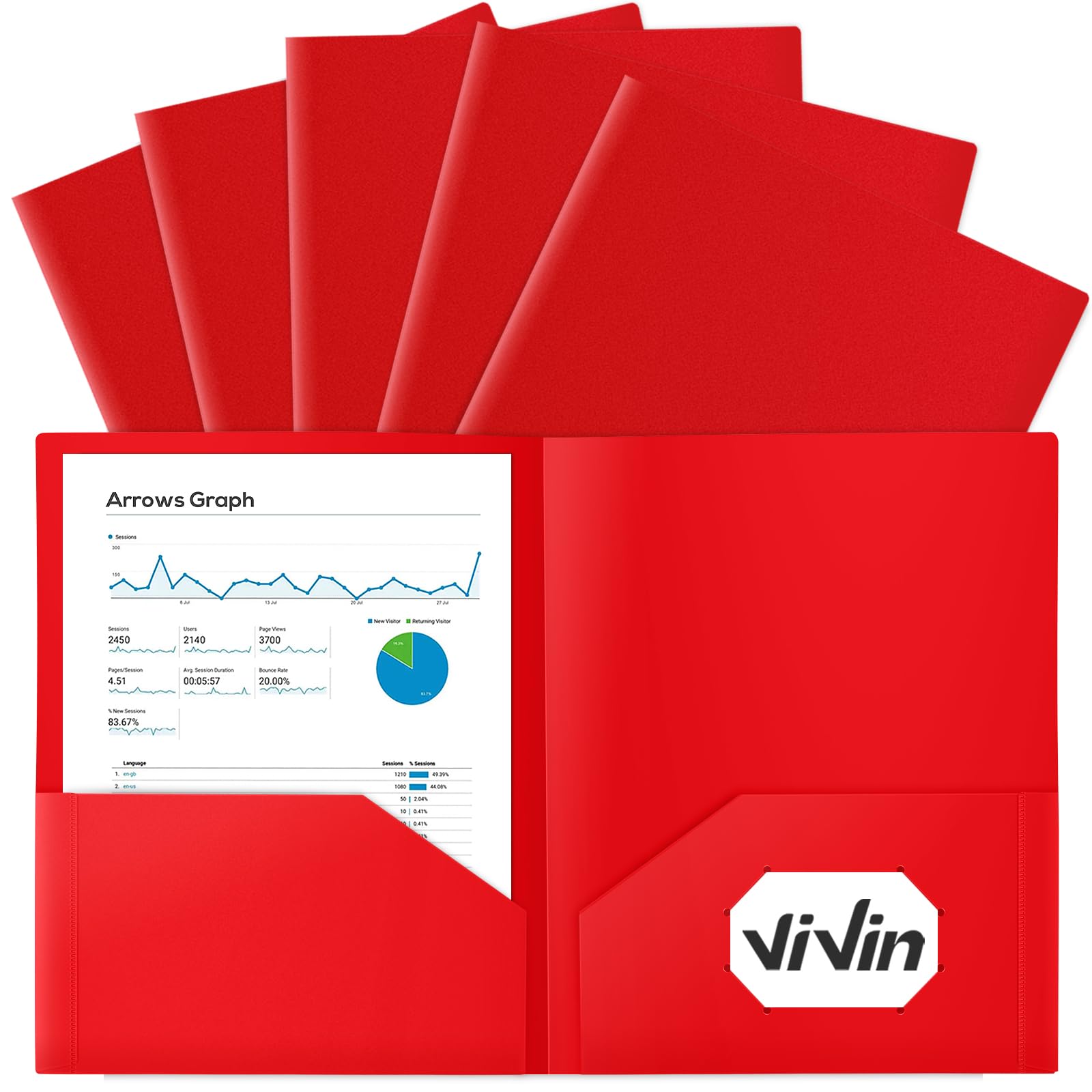 ViVin 12-Pack Sturdy Plastic Folders with Pockets - 2-Pocket Poly File Folders with Business Card Slot, Letter Size 9x12 Inch for School, Home & Office Organization - Perfect for Document Storage, Student Supplies and Office Filing (Red)