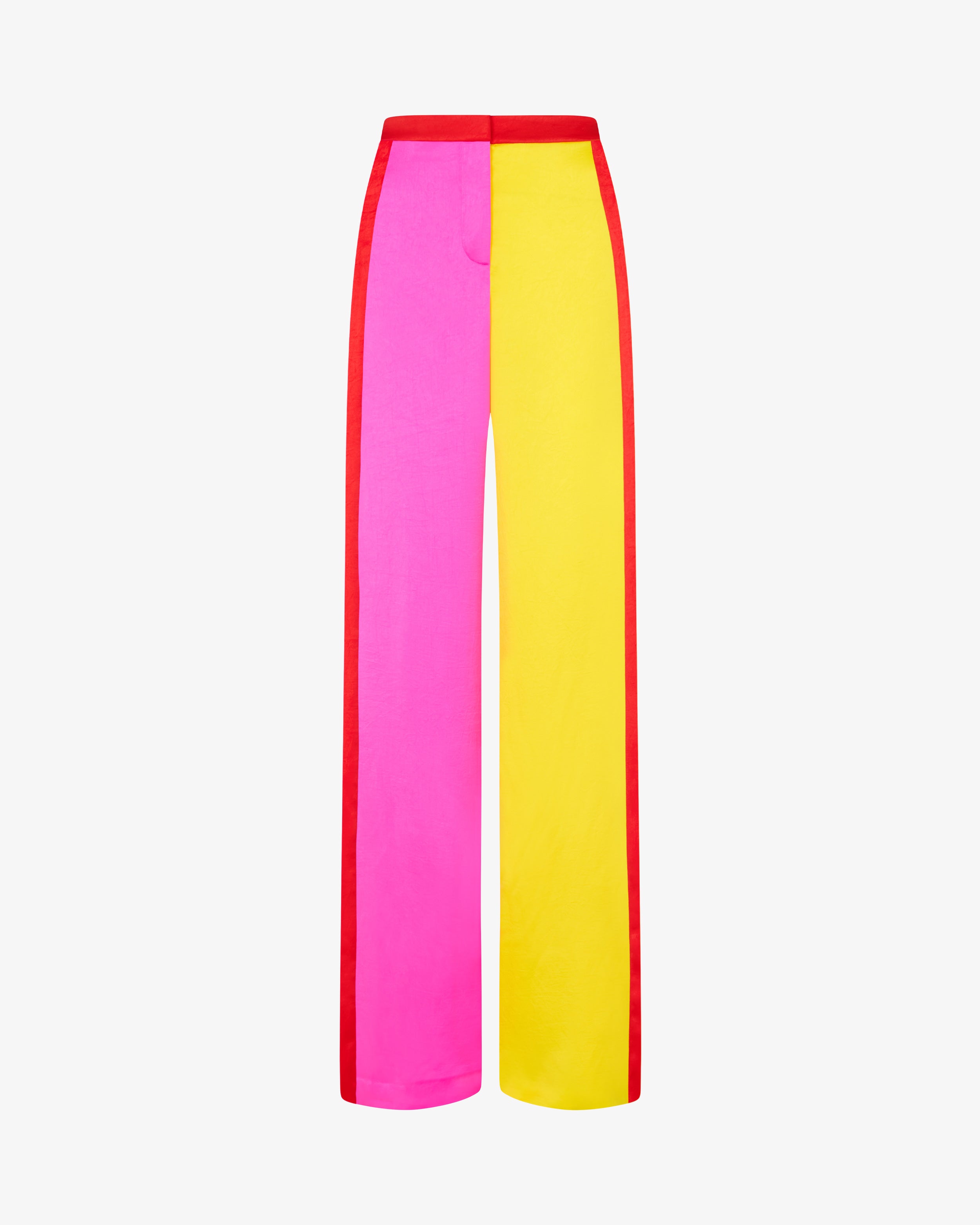 Color Block High Waist Wide Leg Pants - Bright Pink, Yellow, Red | Trendy Casual & Party Outfits for Women