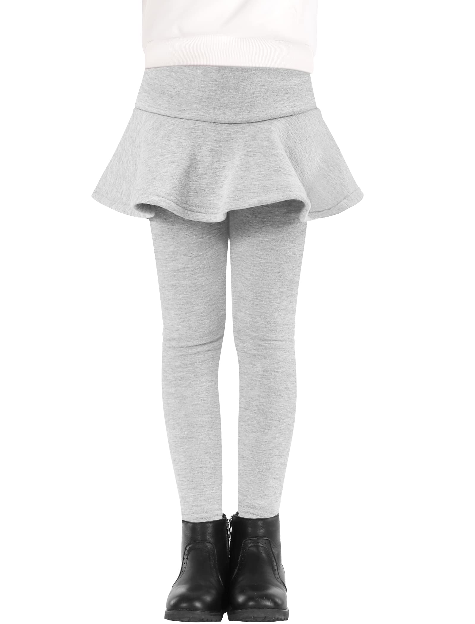 BOOPH Girls Winter Fleece Lined Leggings Toddler Kids Flare Skirt with Pants - Warm & Stylish Outfit for Cold Weather Playdates & School Days
