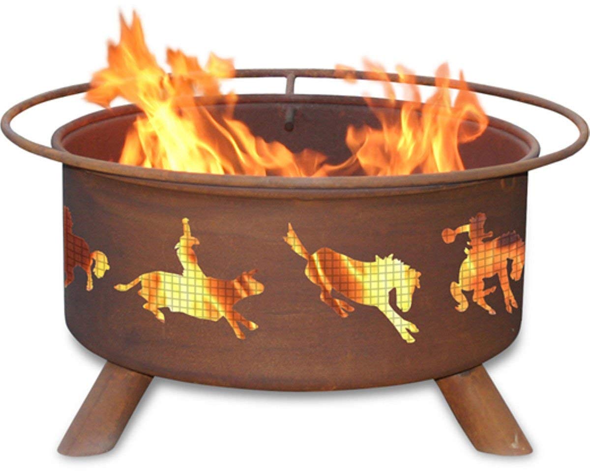 Premium Western Fire Pit & Grill - Heavy Duty Steel Outdoor Fireplace for Camping, Backyard, Patio - Perfect for BBQ, Bonfires & Outdoor Gatherings