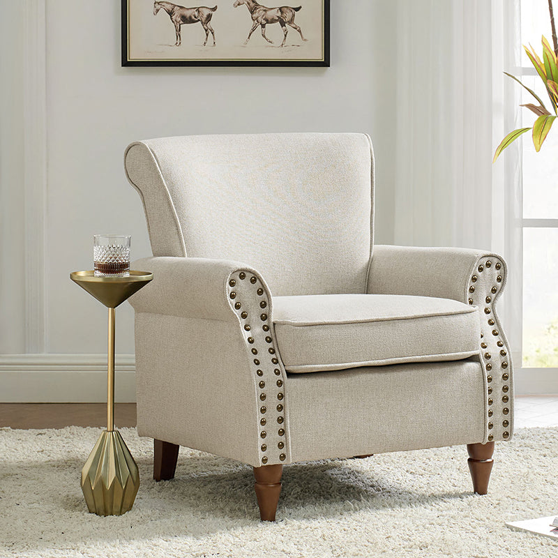 Hypanis Upholstered Armchair with Solid Wood Legs - Modern Living Room Accent Chair for Home, Office & Reading Nook - Comfortable Lounge Chair for Relaxing & Decor
