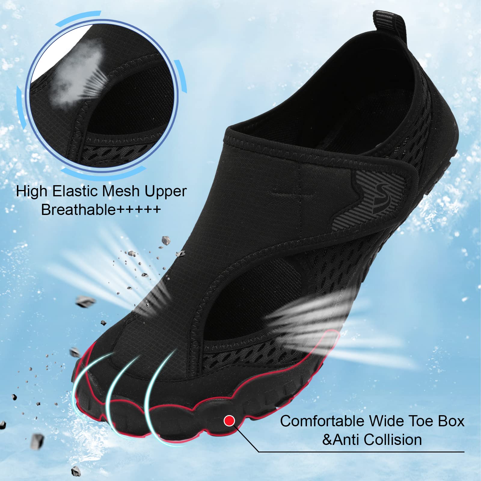 Spesoul Water Shoes for Women & Men - Barefoot Swim Beach Aqua Shoes - Quick Dry for Pool, Hiking, Training & Outdoor Water Sports - Perfect for Beach, Surfing, Kayaking & Water Aerobics
