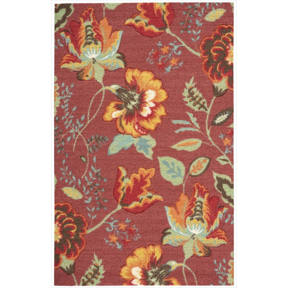 Nourison Vista Floral Brick 5' x 7' Area Rug - Easy to Clean, Non-Shedding, Soft & Durable - Perfect for Bedroom, Living Room, Dining Room & Kitchen Decor (5x7) | Adds Elegance to Any Home Space