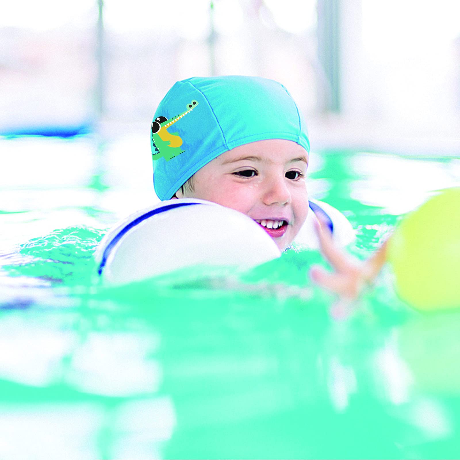 2 Pack Kids Silicone Swim Caps - Waterproof, Elastic Swimming Caps with Fun Cartoon Designs for Boys & Girls - Perfect for Pool, Beach & Swim Lessons