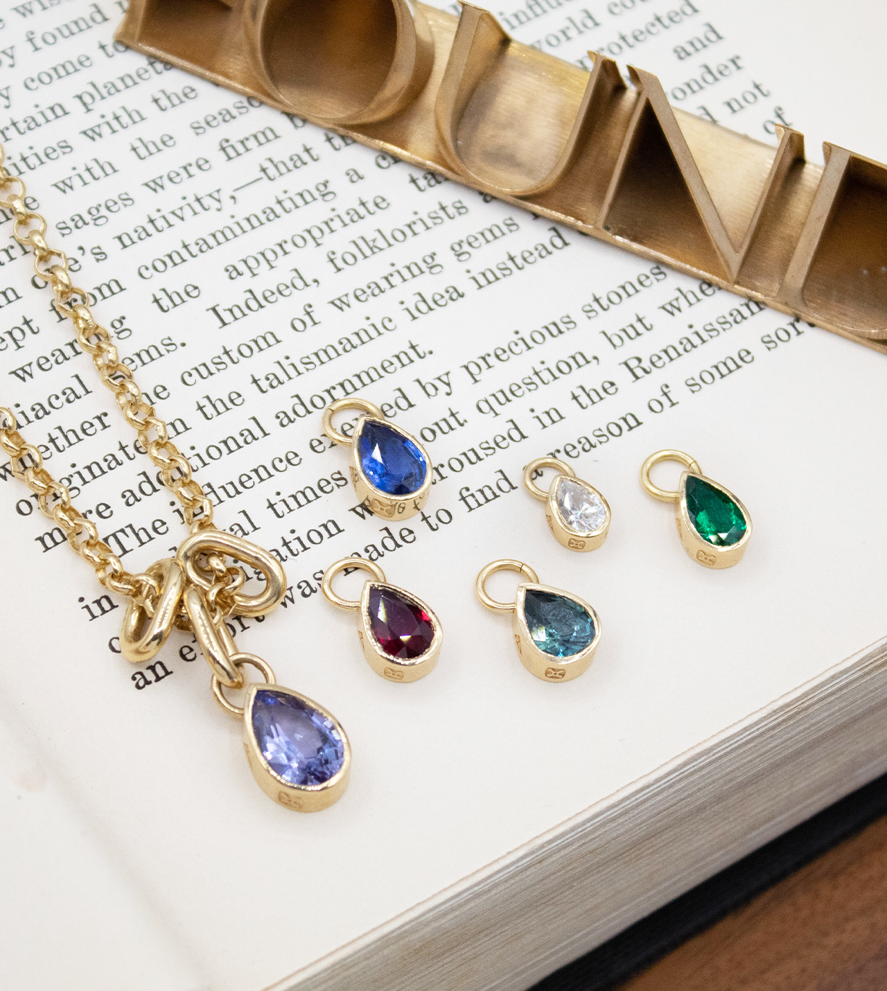1ct Genuine Gemstone Pear Pendant Necklace with Annex Link Chain - Romantic Gift for Anniversary, Valentine's Day & Special Occasions
