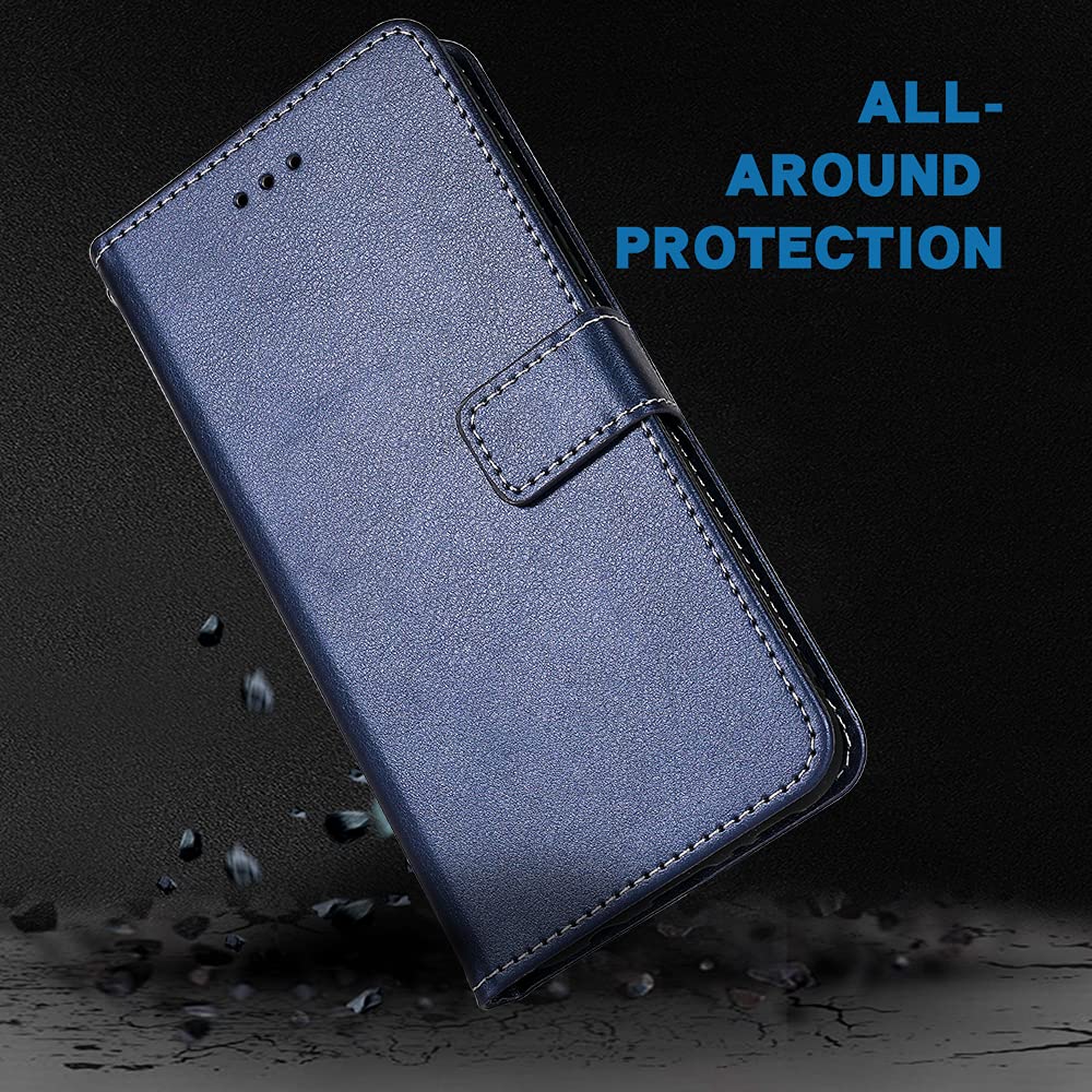 Blackview BV6300 Pro Wallet Case with Wrist Strap & Card Holder - Blue Flip Cover for Men & Women | Perfect for Work & Travel