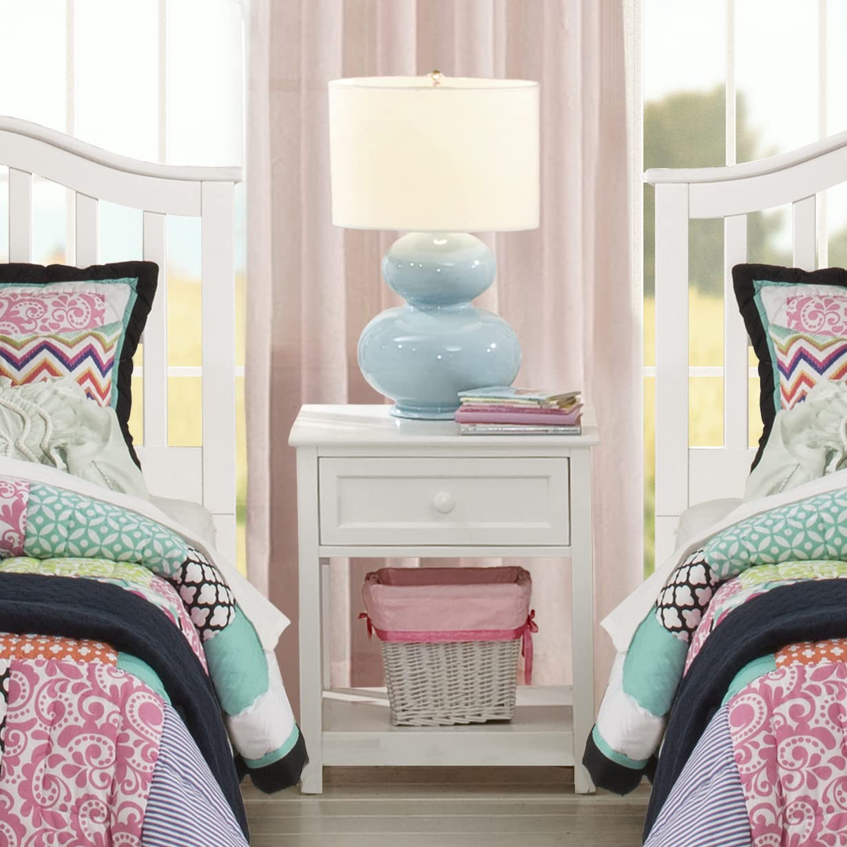 Hillsdale Schoolhouse 4.0 White Nightstand with 1 Drawer - Bedside Table for Bedroom, Living Room & Guest Room Storage