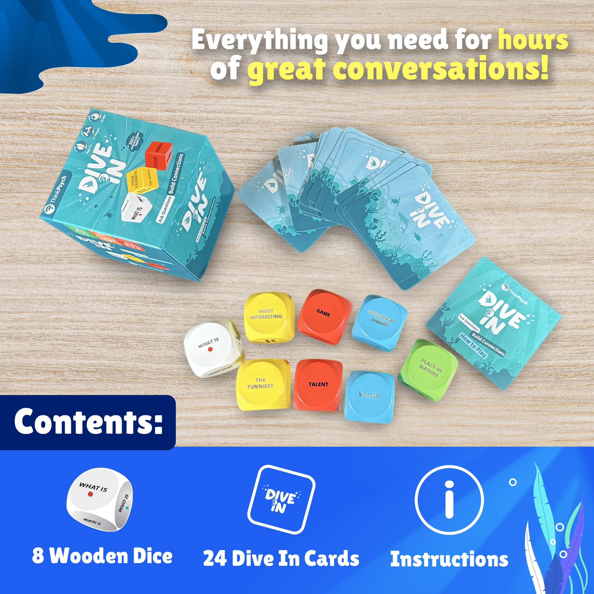ThinkPsych SEL Conversation Dice Game with 400+ Topics for Kids & Teens | Social Emotional Learning Therapy Game for Home, School & Counseling | Play Therapy Toy for Ages 6-99 | Perfect for Family Game Nights & Classroom Activities