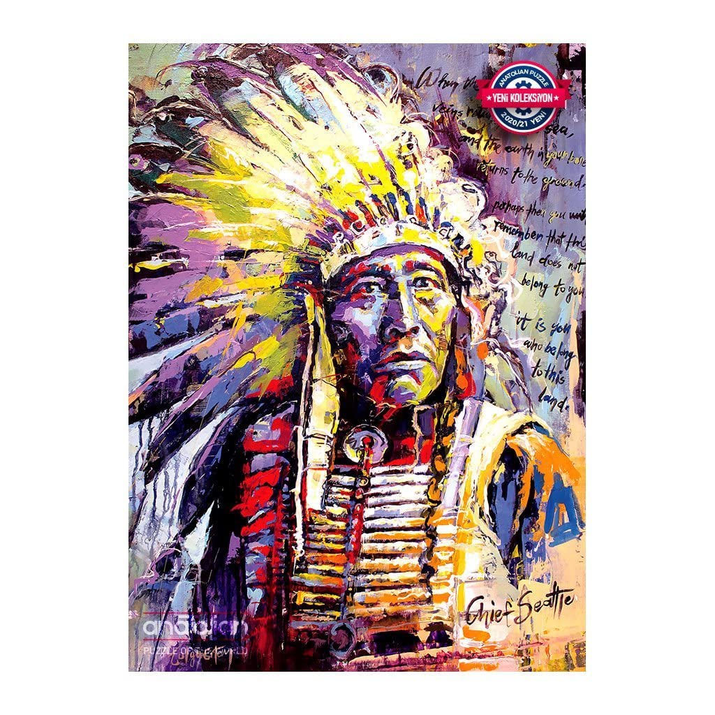 1000 Piece Jigsaw Puzzle - Chief Seattle Native American Artwork | Anatolian Puzzle #1104 | Perfect for Family Game Night & Home Decor