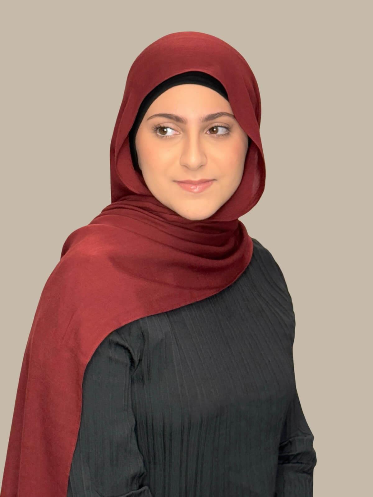 Royal Burgundy Cotton Modal Hijab for Women - Soft & Breathable Scarf for Everyday Wear, Prayer, and Modest Fashion