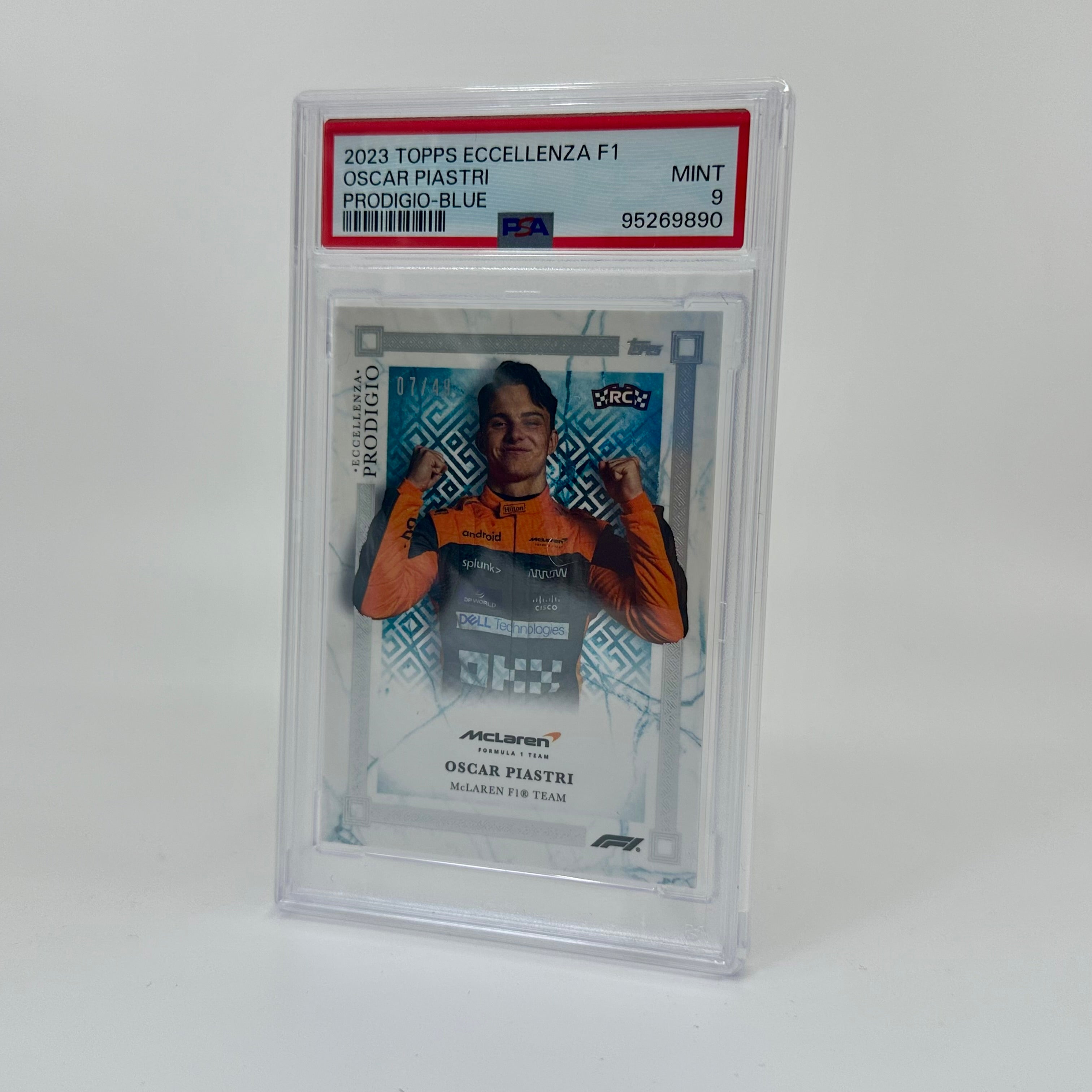 2023 Oscar Piastri Blue PSA 9 07/49 Eccellenza Prodigio Trading Card - Perfect for Collectors, Investors, and Motorsport Fans    (Note: I've made the following improvements:   1. Reordered key information for better SEO (year, name, color, grading)   2. Standardized the grading notation (PSA 9)   3. Added relevant keywords like 