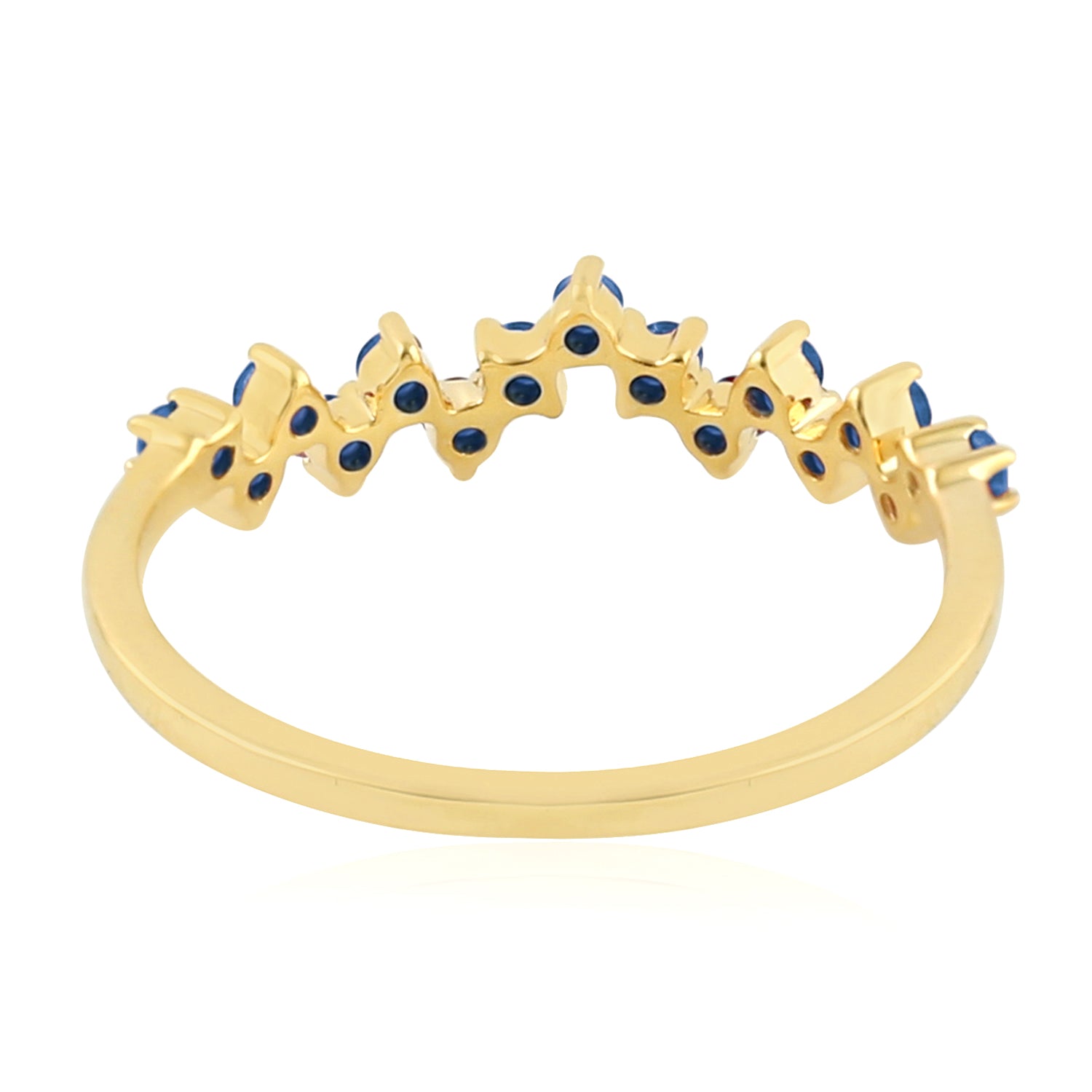 10K Yellow Gold Prong Set Blue Sapphire Designer Ring for Women - Elegant Jewelry Gift for Anniversary, Engagement & Special Occasions