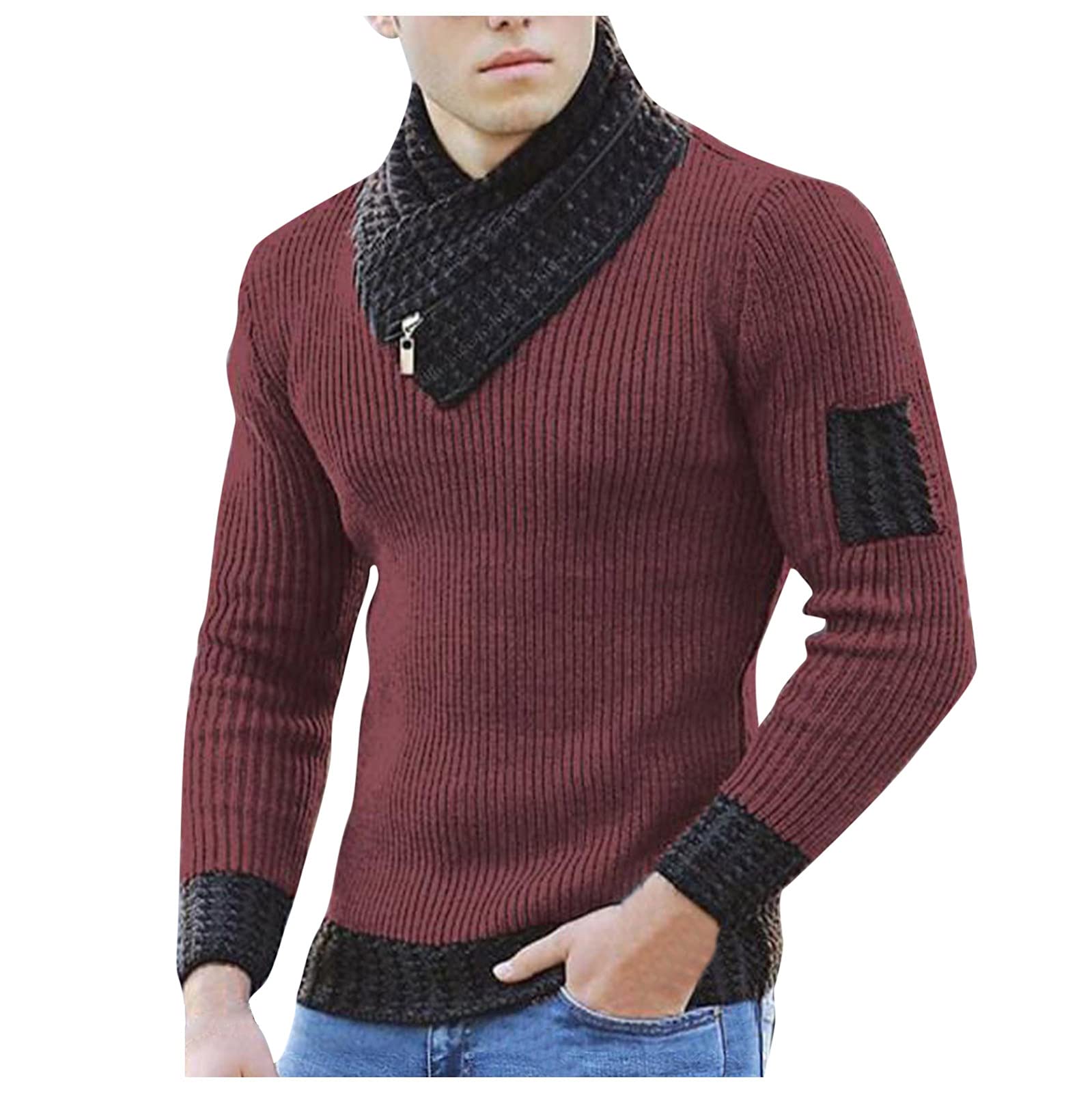 Premium High-Solid Men's Sweater Pullover with Scarf Collar - England Style Long Coat for Winter | Casual Wear & Outdoor Activities