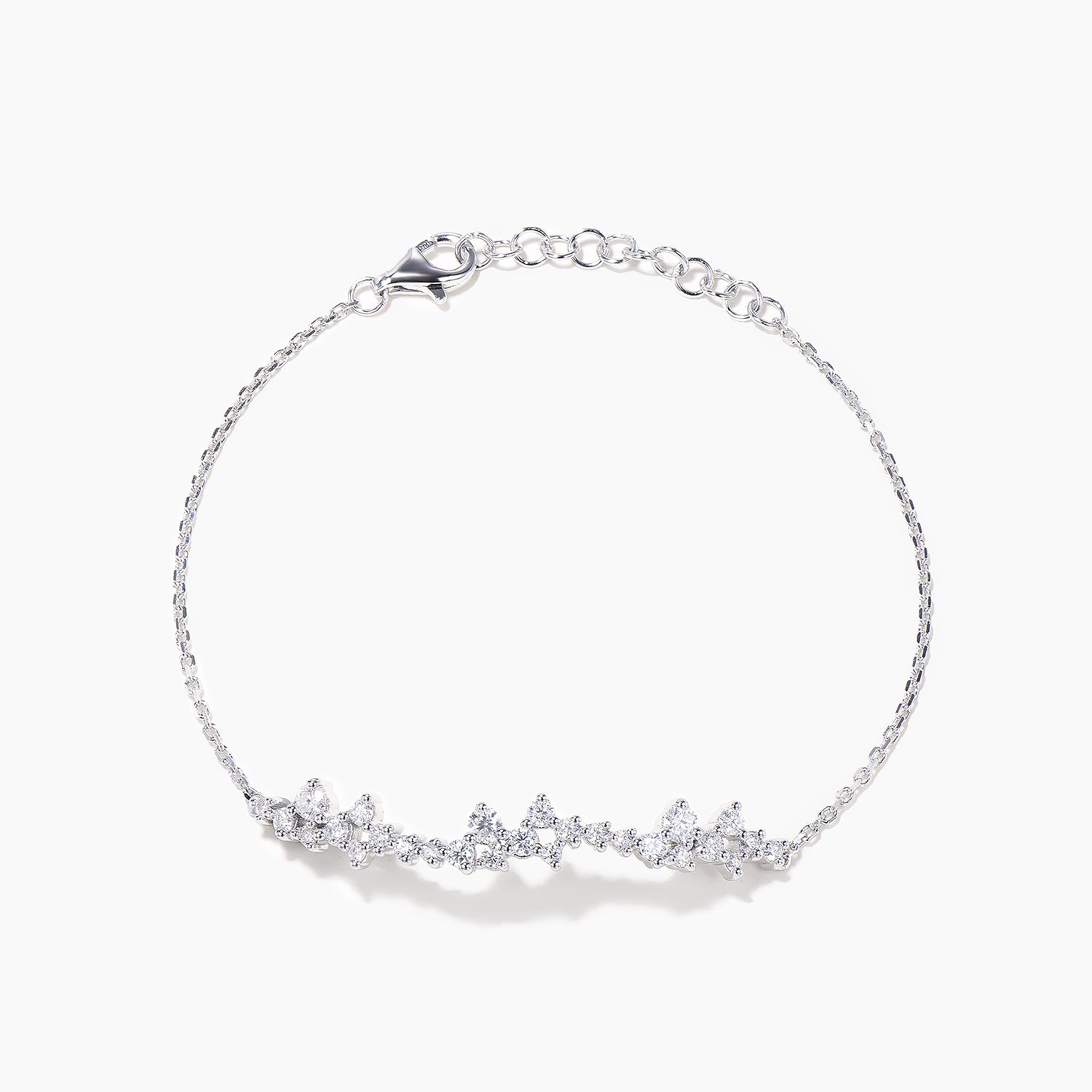 Round Cut Moissanite Cluster Bracelet - 14K White Gold Wedding Jewelry for Women | Elegant Bridal Gift, Anniversary Present & Special Occasion Accessory
