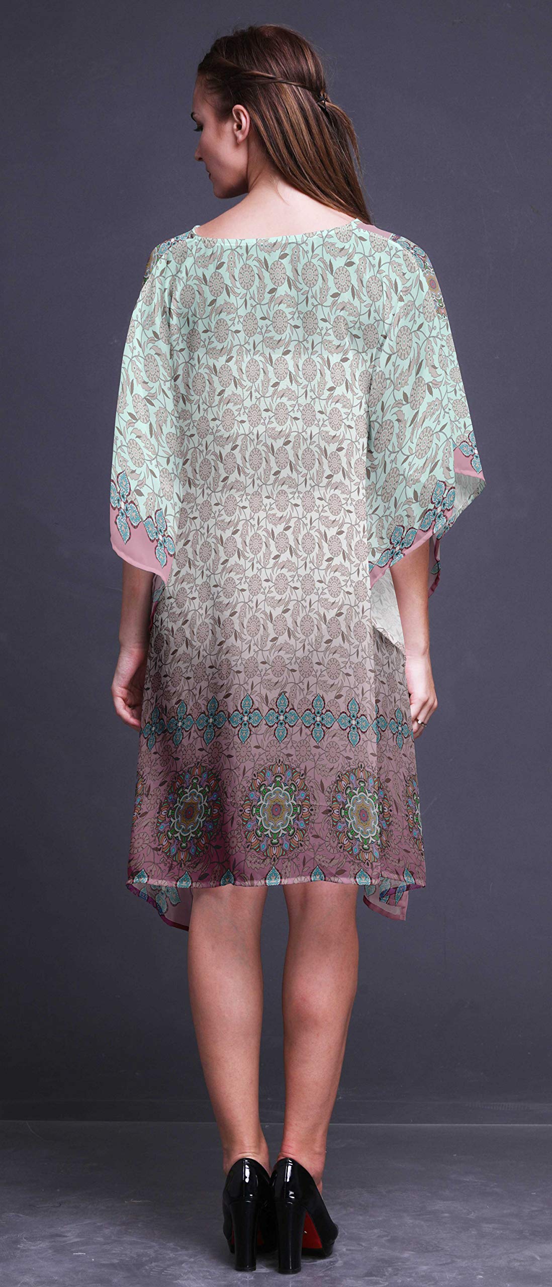 Women's Short Caftan Midi Dress - Beach Cover Up Swimwear Kaftan for Summer Vacation, Pool Party & Boho Outfit