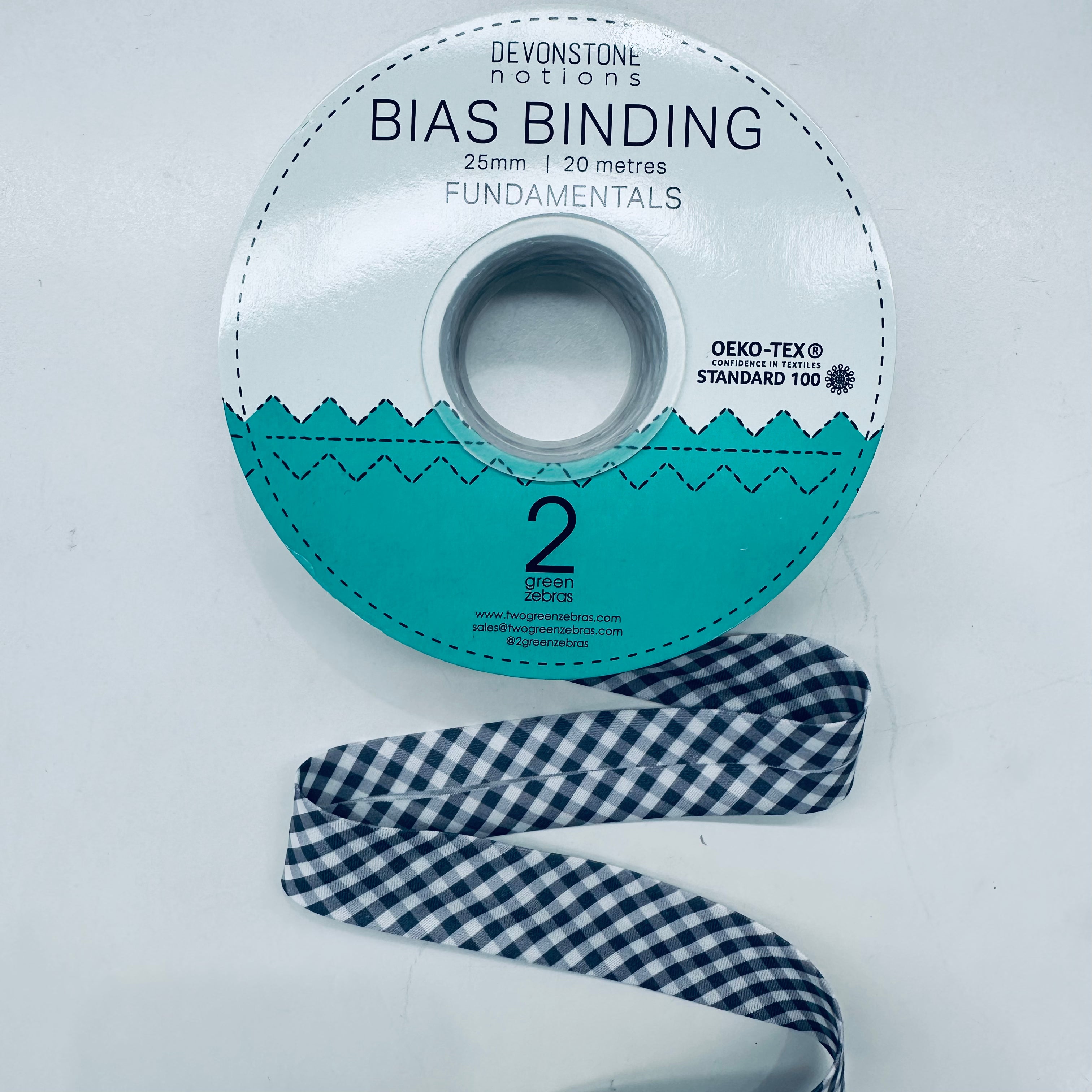 Barramundi Grey Check Bias Binding Tape - 25mm/1 Inch Wide - Perfect for Quilting, Sewing & DIY Crafts - DVBB2966