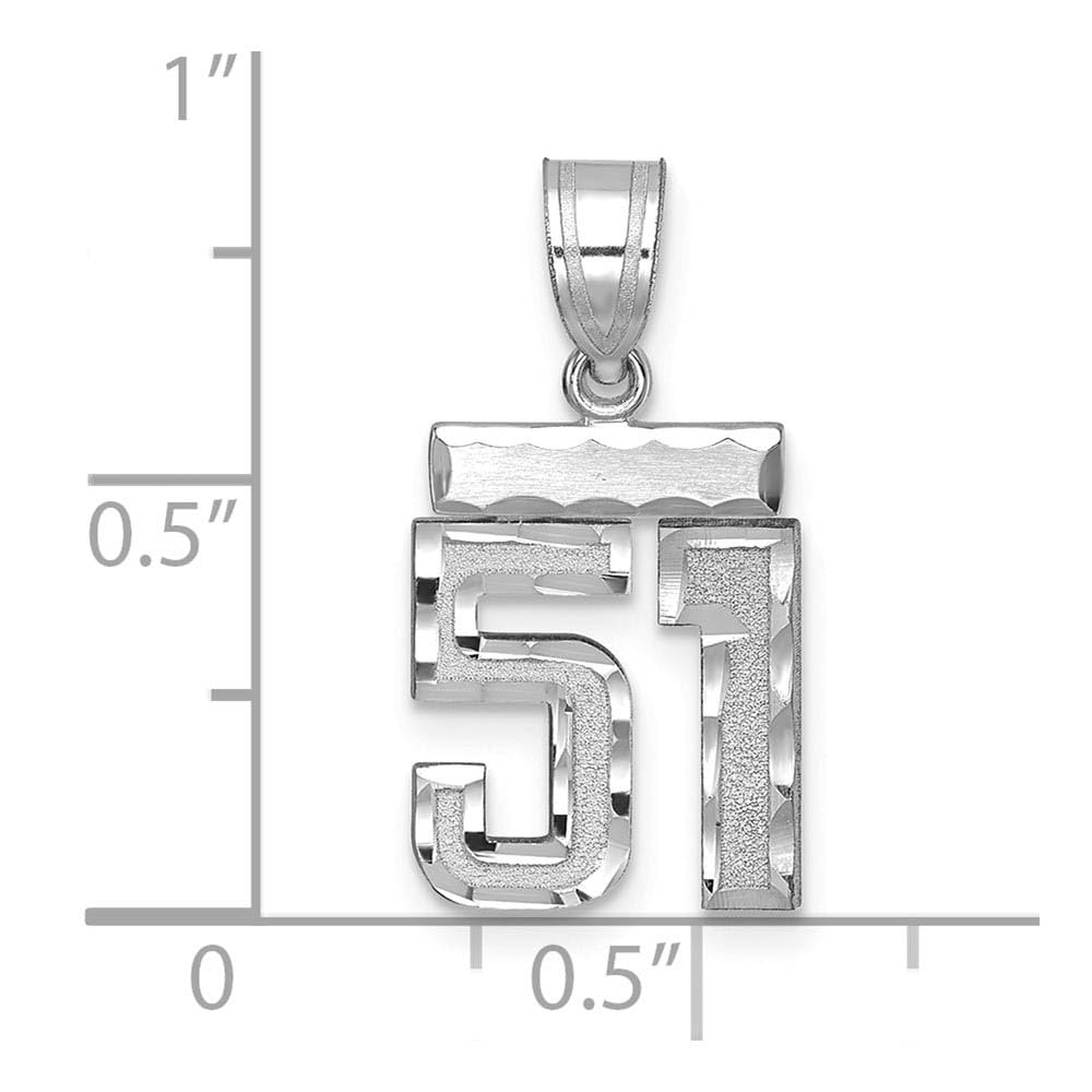 The Black Bow 14k White Gold Varsity Collection Small D/C Pendant Number 51 - Perfect for Everyday Elegance and Special Occasions