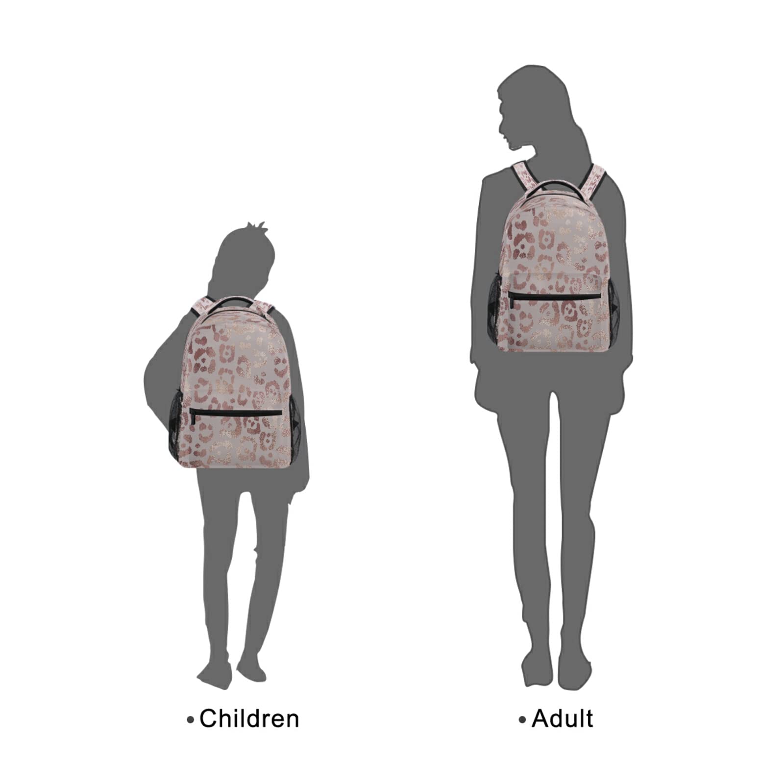Leopard Print Cheetah Rose Gold Backpack for Girls - Stylish School Bag, Bookbag & Travel Daypack (One Size) - Perfect for School, College, Travel & Everyday Use