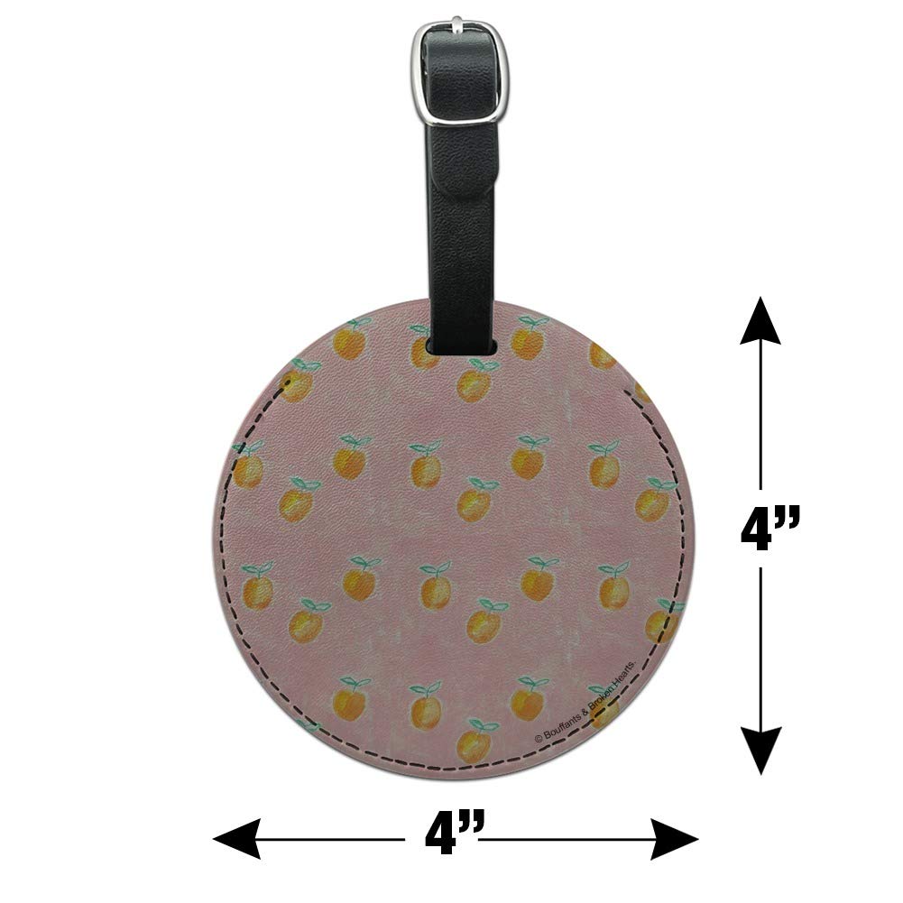 Stylish Round Leather Luggage Tag with Painterly Citrus Orange Pattern - Perfect for Carry-On Bags, Suitcases & Travel Accessories