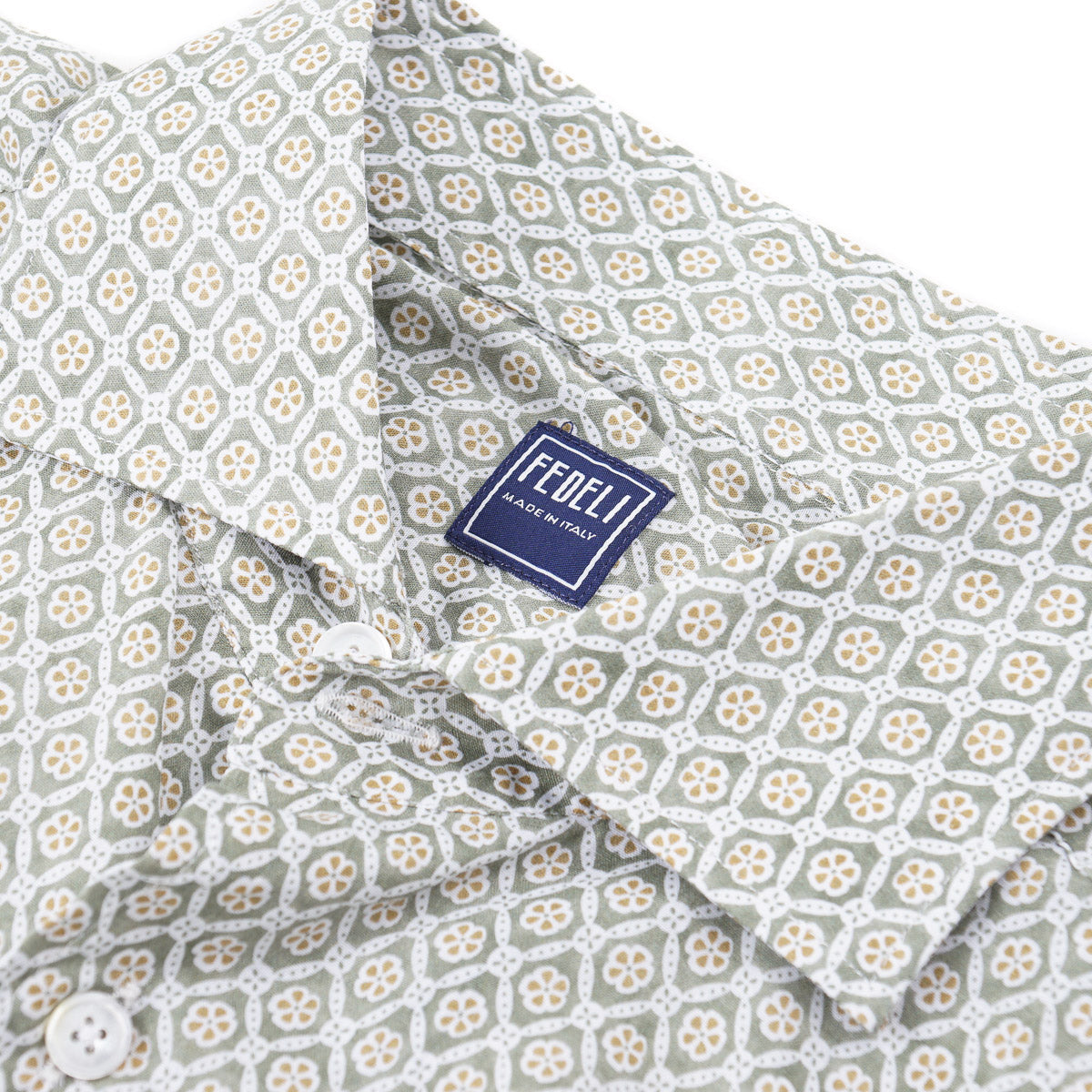 Fedeli Lightweight Printed Cotton Shirt for Men - Breathable Casual Button Down Shirt with Short Sleeves - Perfect for Summer, Travel, and Outdoor Activities