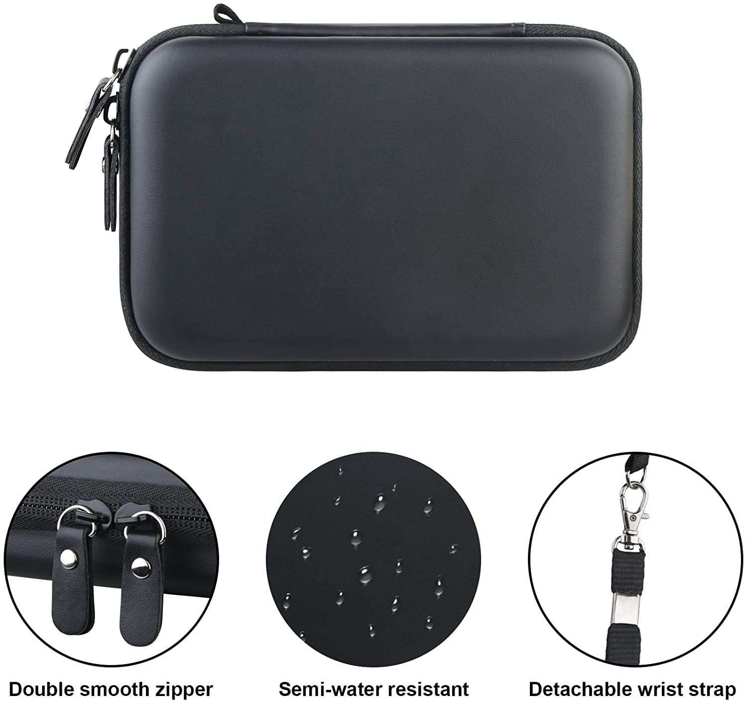 Canboc Digital Camera Case - Waterproof Protective Pouch for CAMKORY, Sevenat, Lecran, Besungo Compact Cameras - Fits Vlogging & Mini Teens Cameras with Mesh Pocket for Cables (Black) - Perfect for Travel, Outdoor Photography & Daily Storage