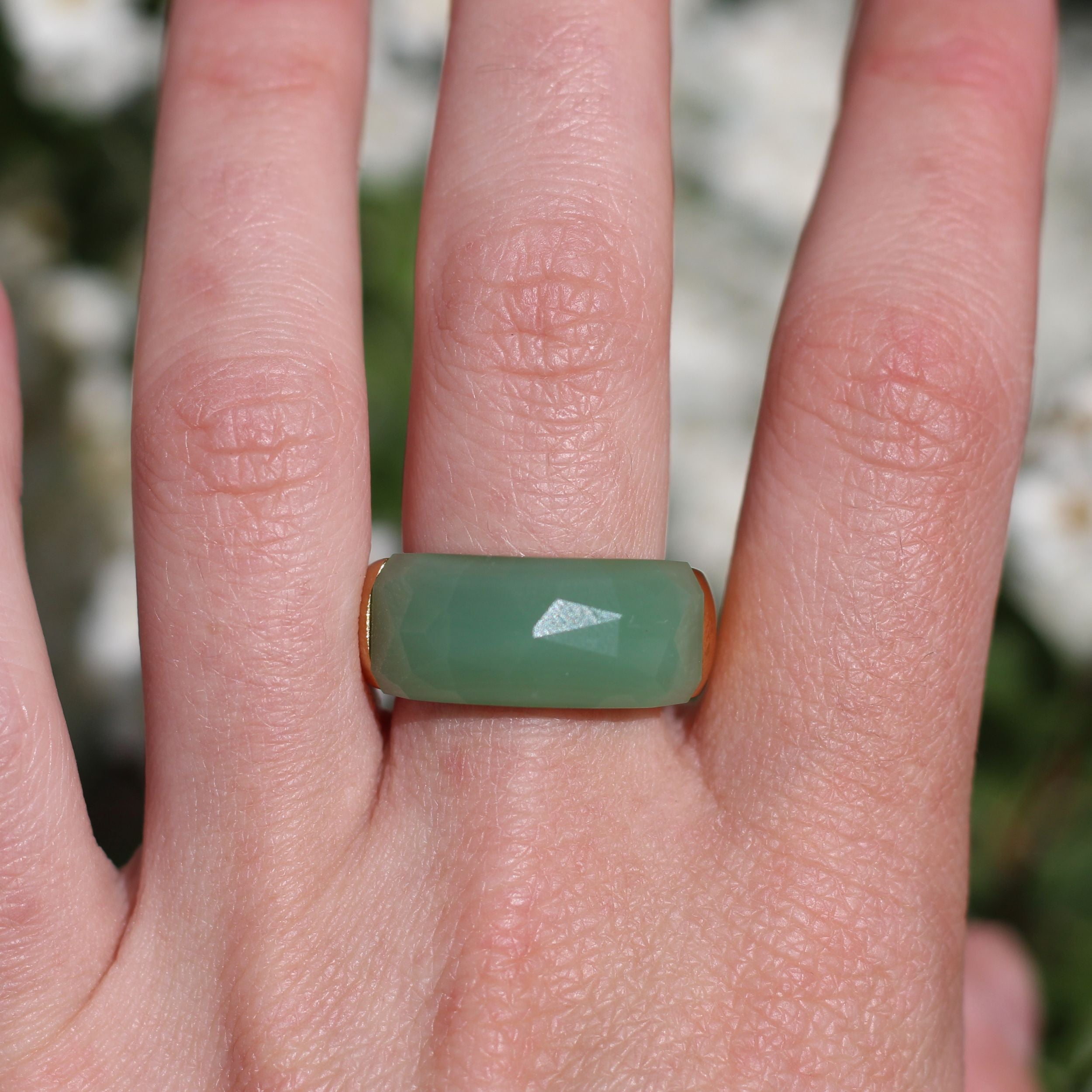 Natural Aventurine Faceted Ring for Women - Healing Stone Jewelry for Meditation, Energy Balancing & Spiritual Gifts
