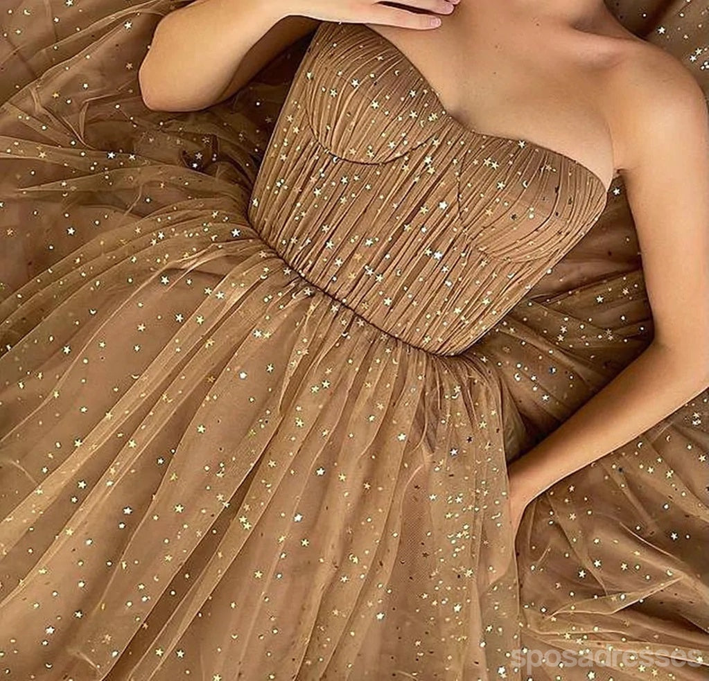 Elegant Brown A-Line Sweetheart Neckline Long Prom Dress for Women | Formal Evening Gown | Perfect for Homecoming, Wedding Guest & Special Occasions
