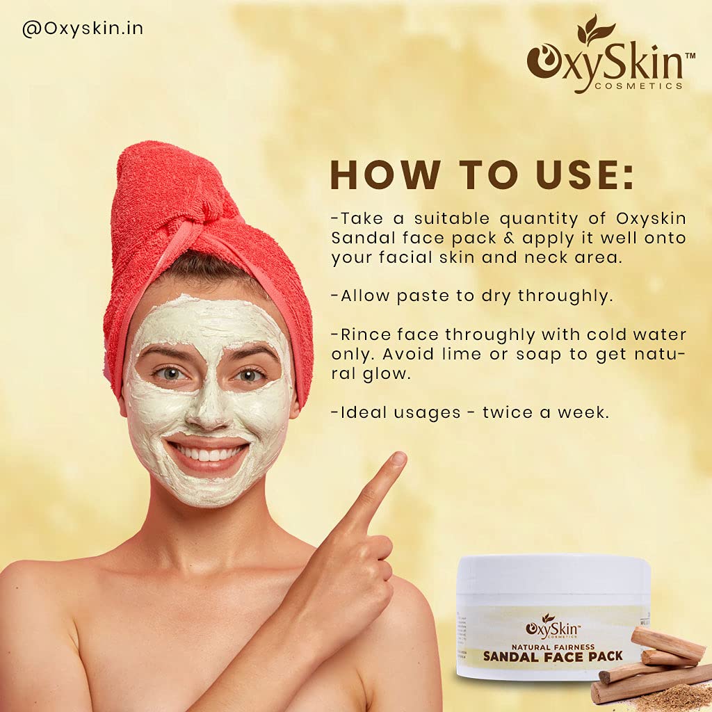 Oxyskin Cosmetics Skin Whitening Face Mask with Sandalwood - 200g | Dark Spot Corrector for Blemishes & Uneven Skin Tone | Improves Skin Texture & Brightness | Perfect for Nighttime Skincare Routine & Pre-Makeup Prep