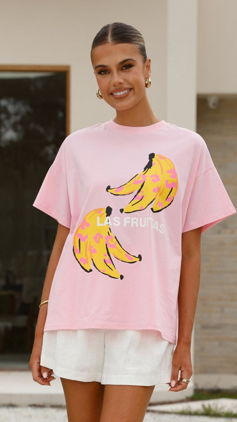 Las Fruitas Women's Pink Tops - Casual Blouse for Summer Outfits, Beach Wear & Date Nights